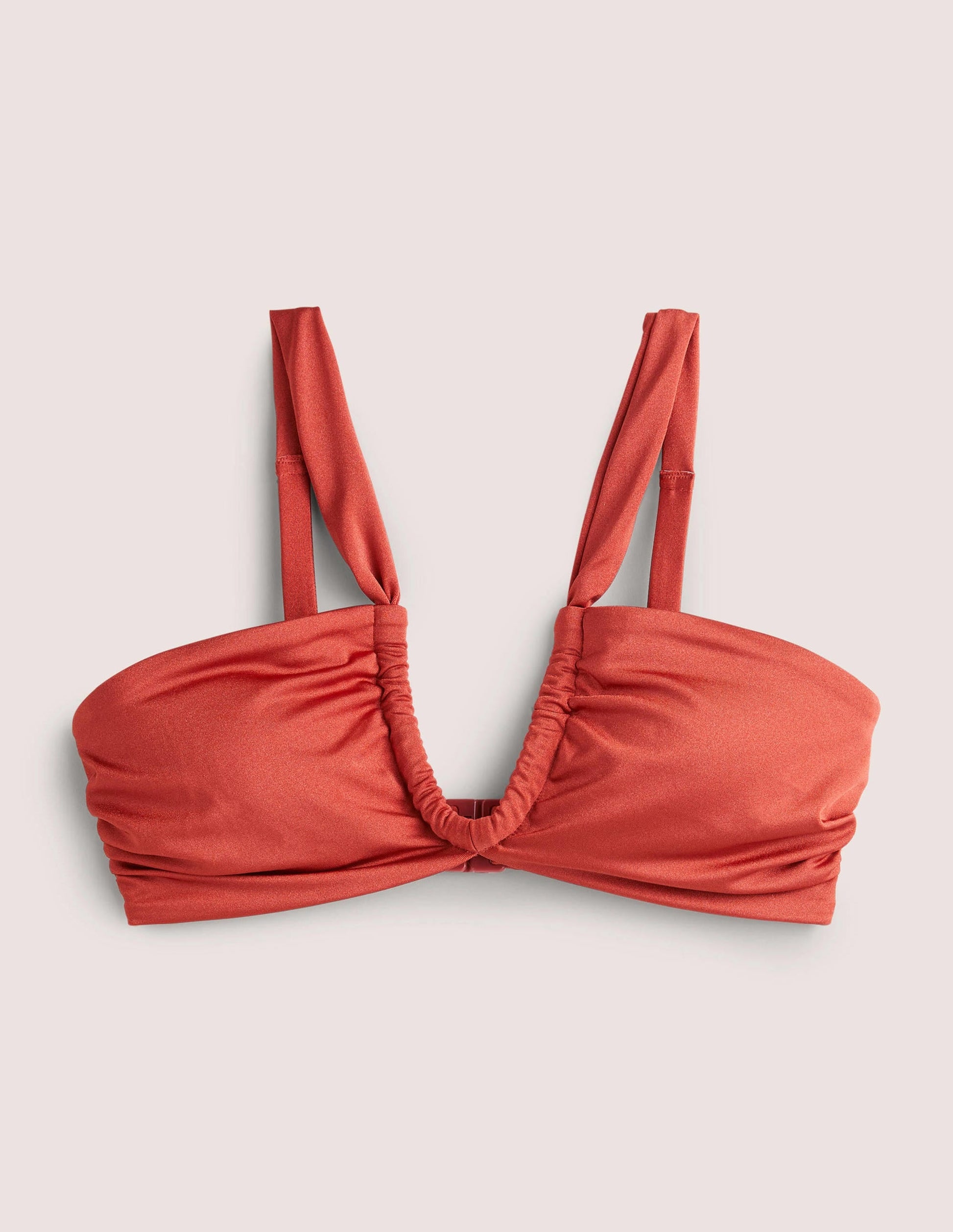 Ruched Halterneck Bikini Top-Chili Oil-6