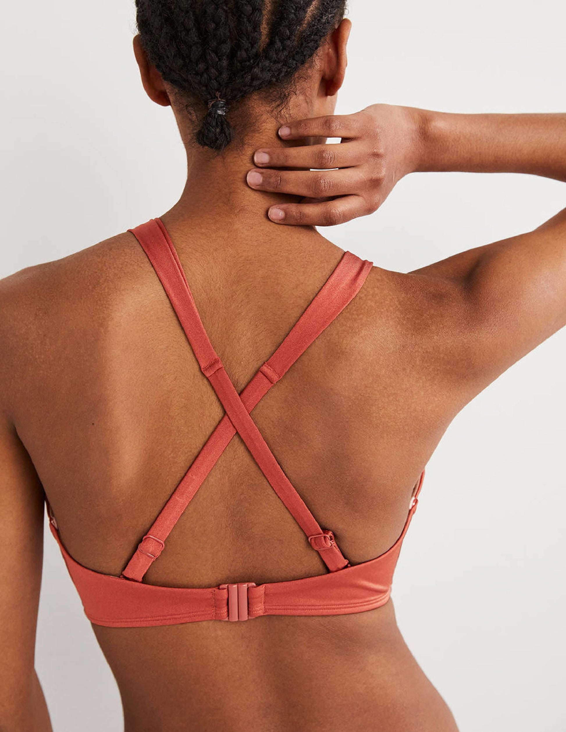 Ruched Halterneck Bikini Top-Chili Oil-5
