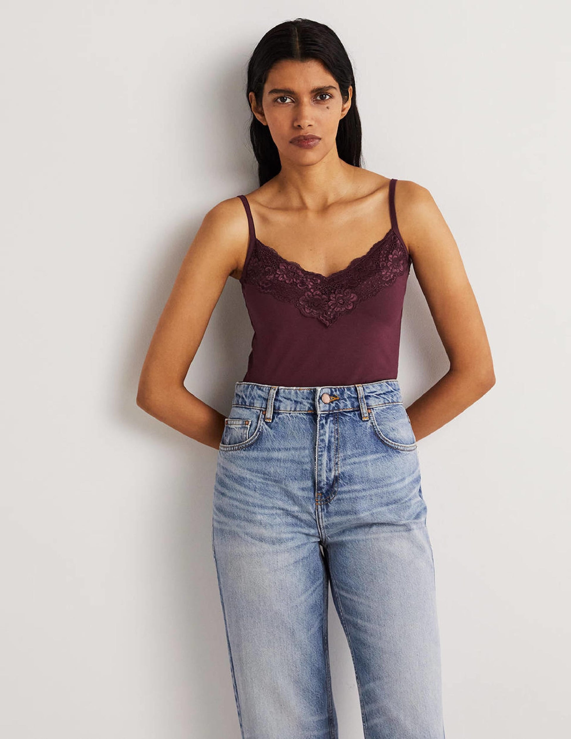 Lace Cami Top-Berry-5