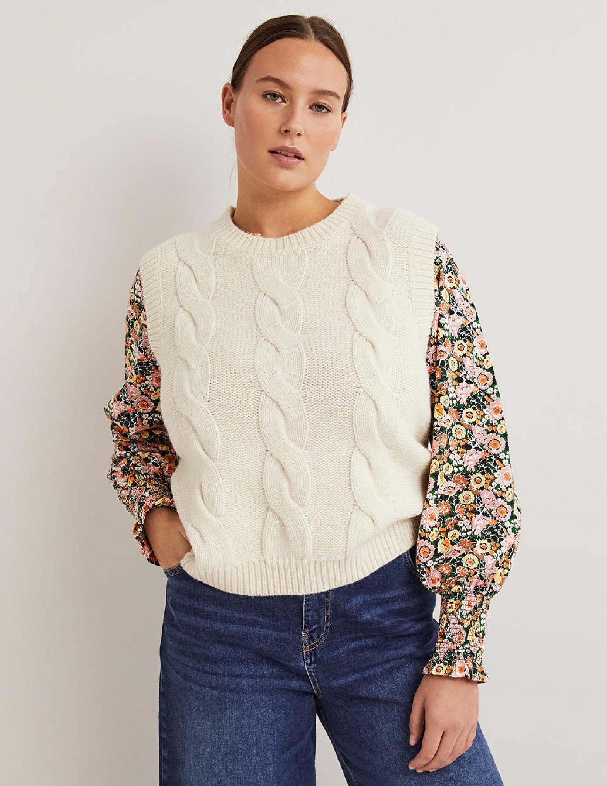 Notch Neck Smocked Frill Top-Almond Pink, Flora Illusion - Image 5