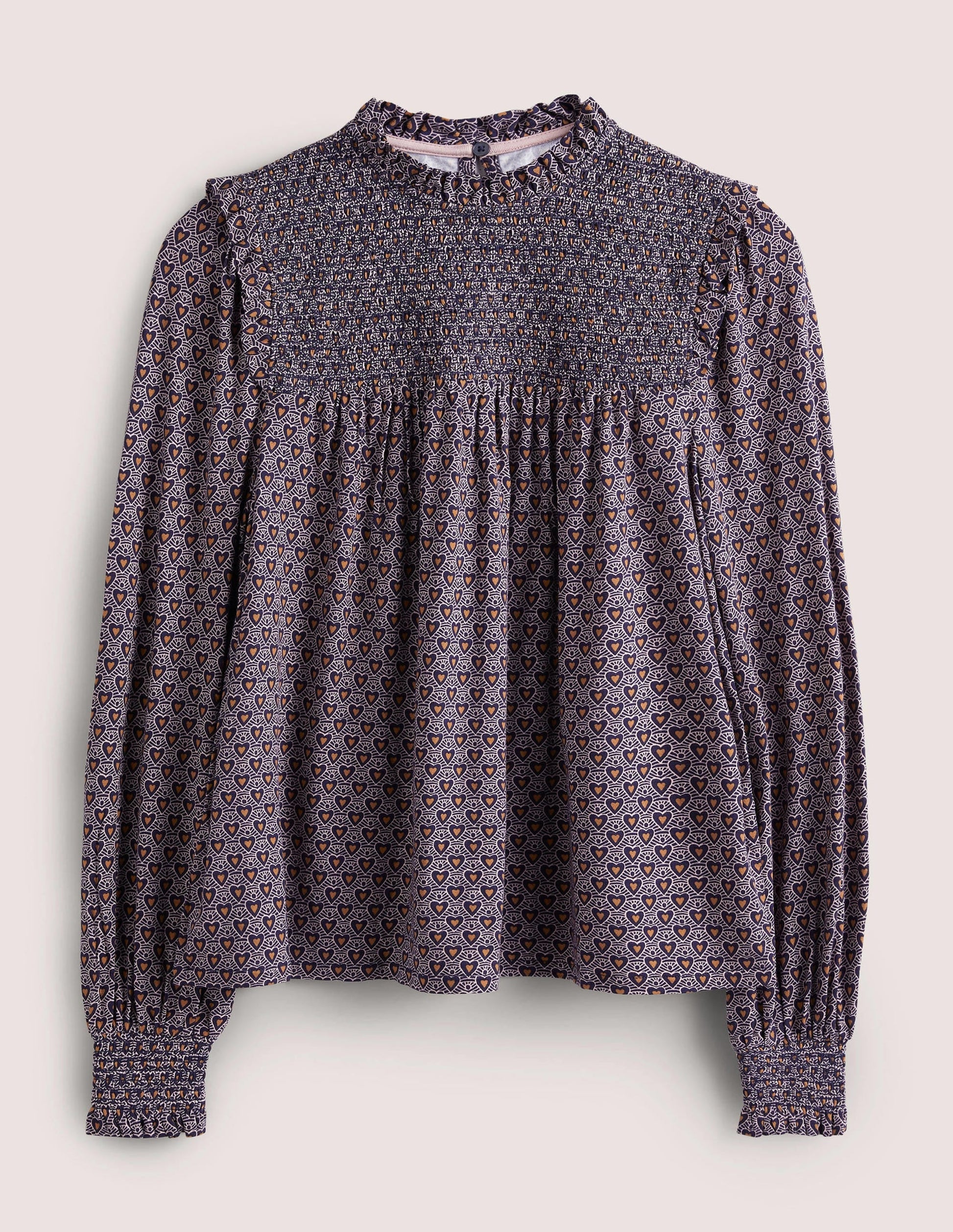 Smocked Yoke Top-French Navy, Dainty Heart-6