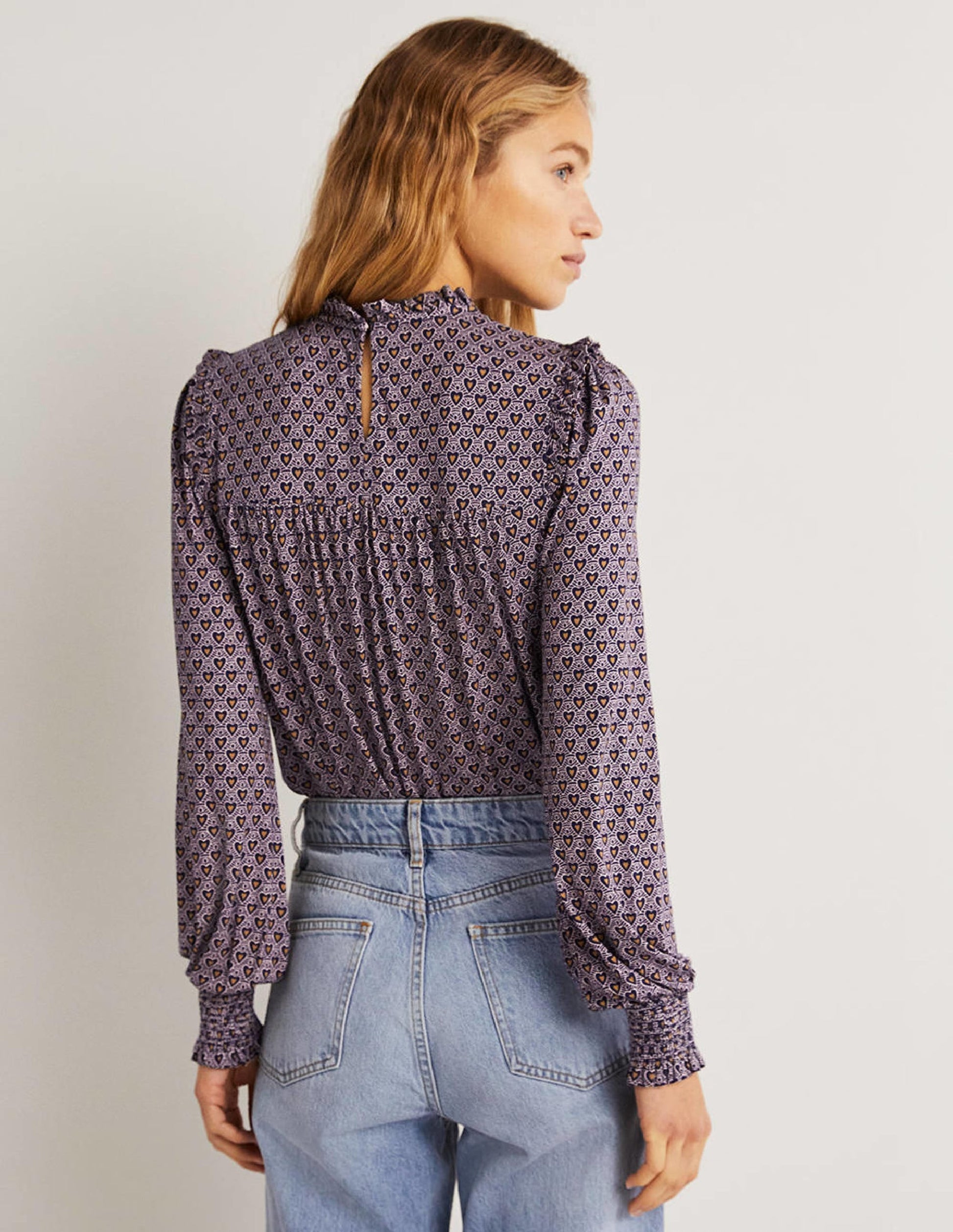 Smocked Yoke Top-French Navy, Dainty Heart-3