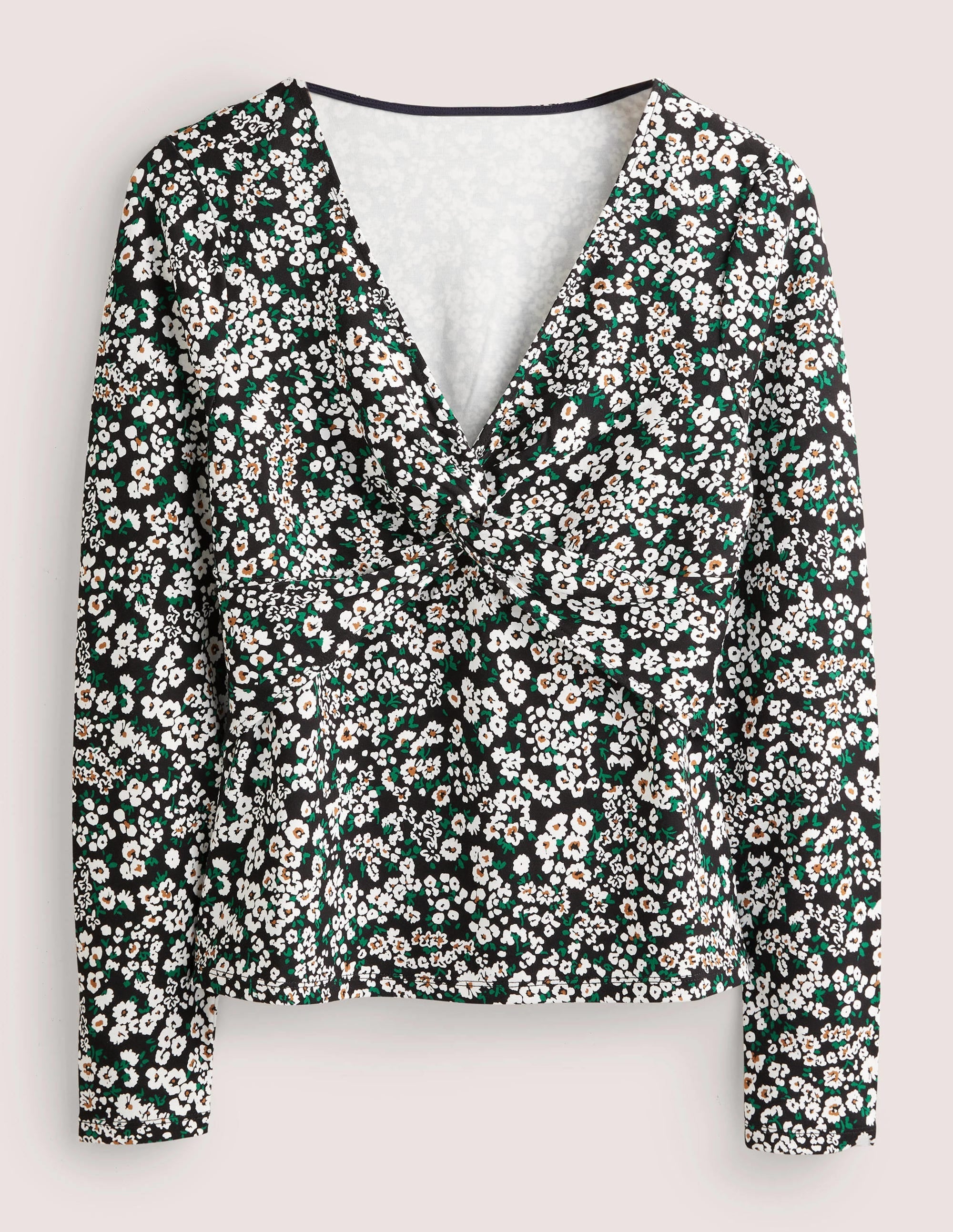 Ponte Twist Front Jersey Top-Black, Heart Bloom - Image 6