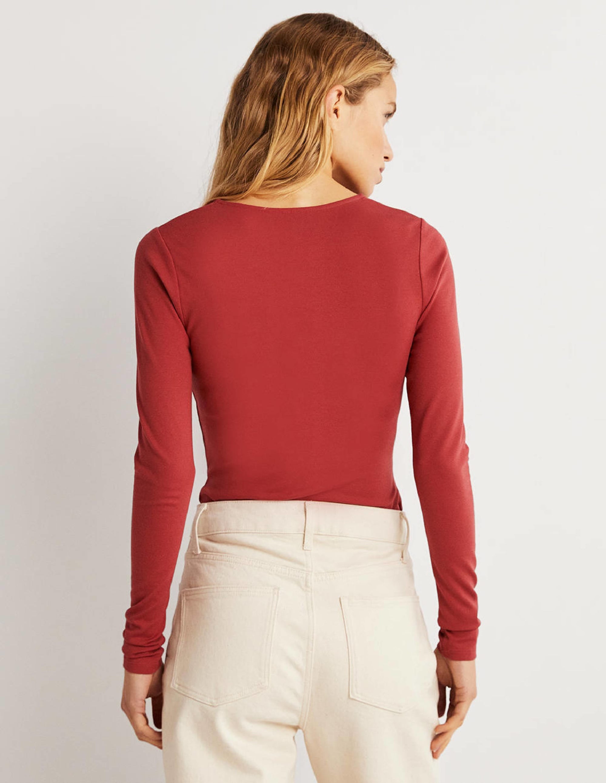 Ponte Twist Front Jersey Top-Chili Oil - Image 3