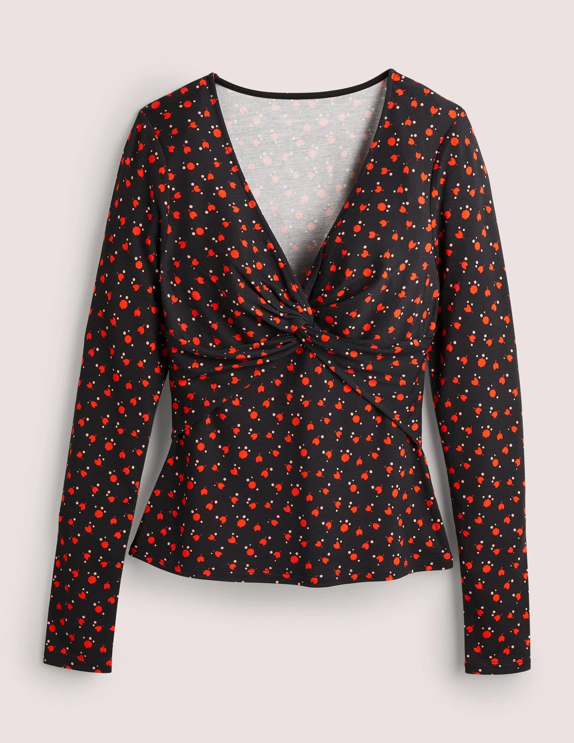 Ponte Twist Front Jersey Top-Rocket Red, Tulip Charm-6