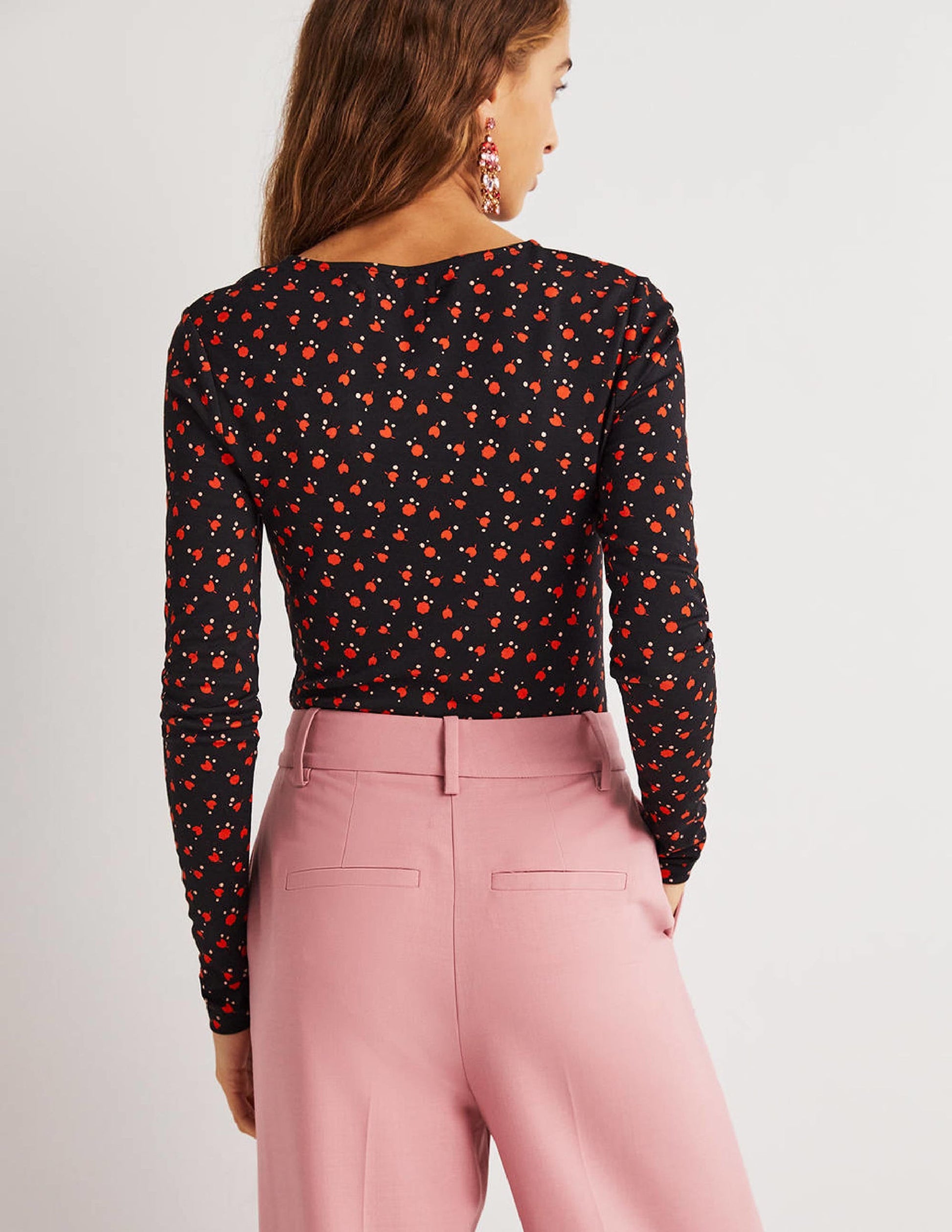 Ponte Twist Front Jersey Top-Rocket Red, Tulip Charm-3