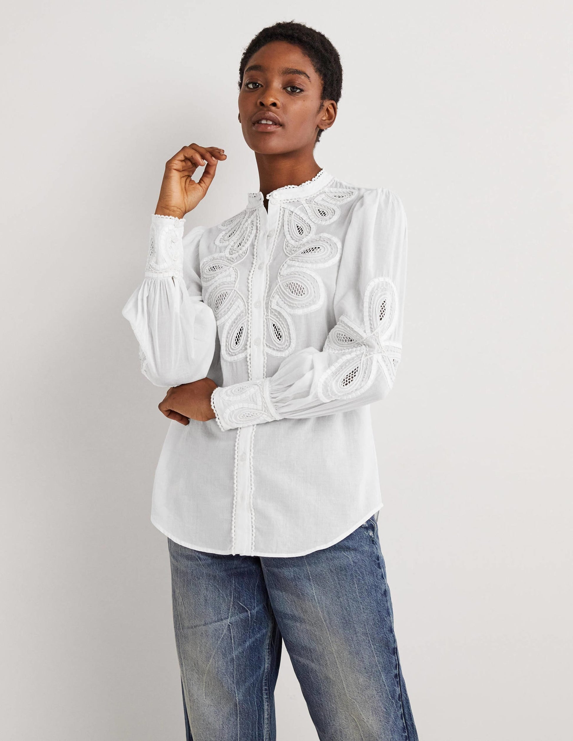 Embroidered Shirt-White-1