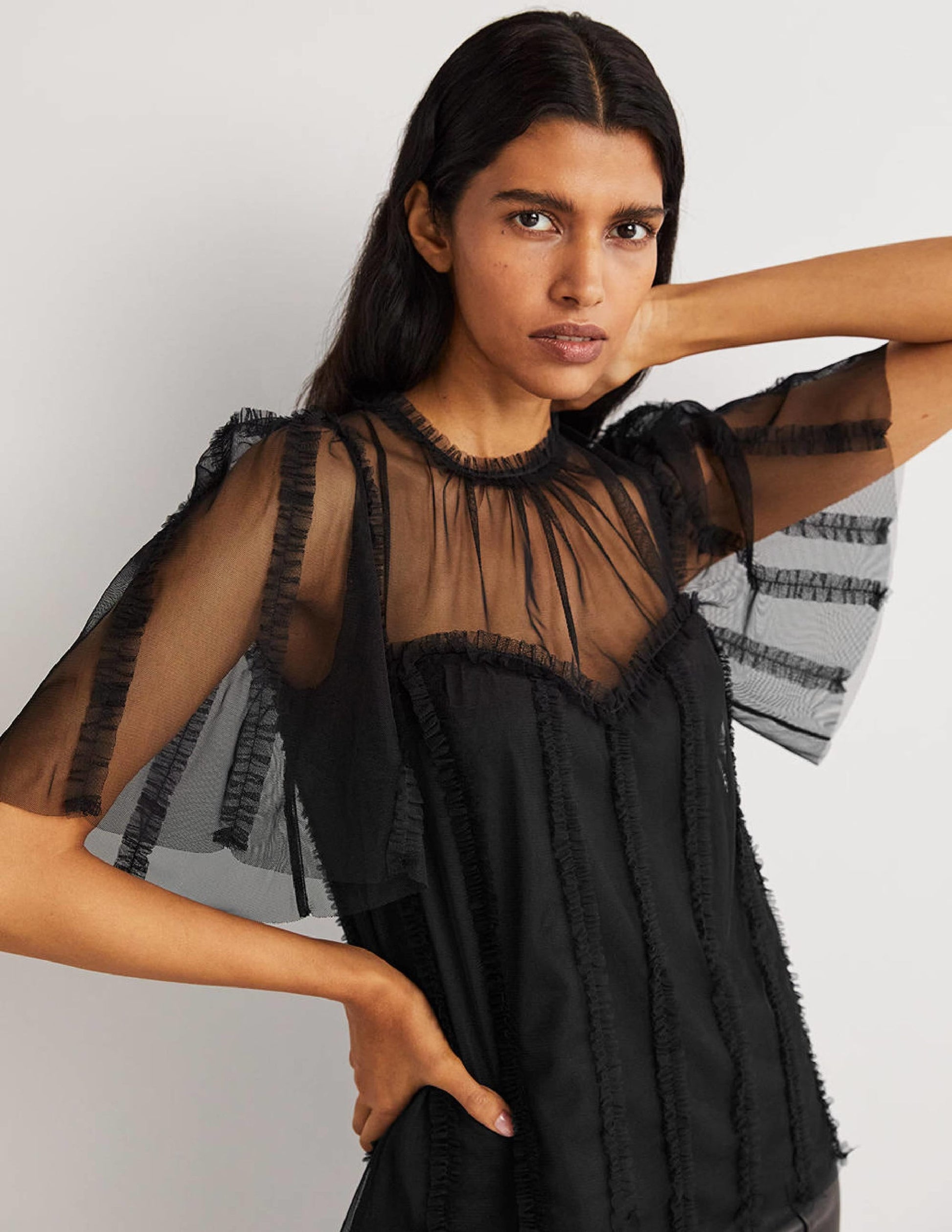Black Sweetheart Tulle Party Top-Black-1
