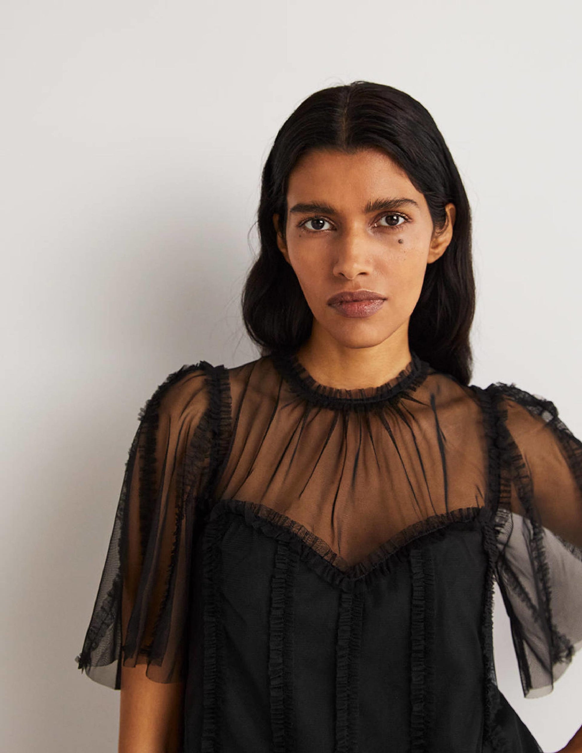 Black Sweetheart Tulle Party Top-Black-4