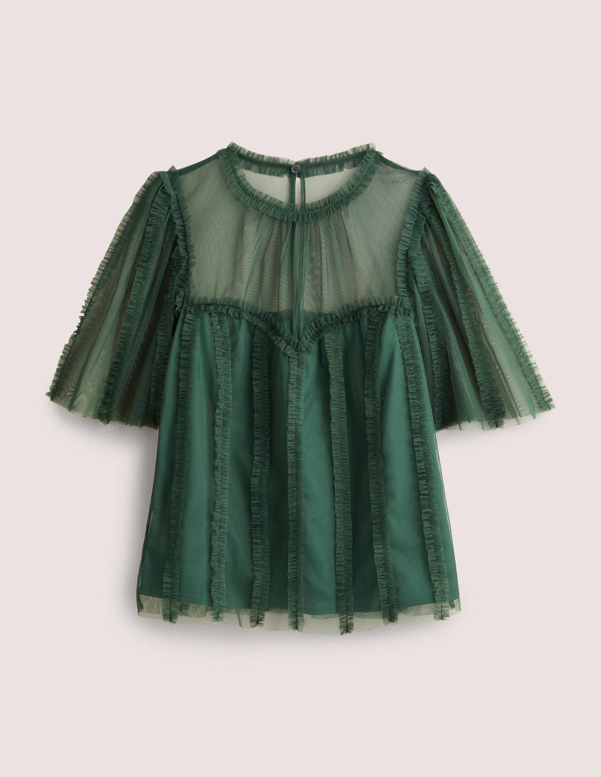 Green Sweetheart Tulle Party Top-Trekking Green-6