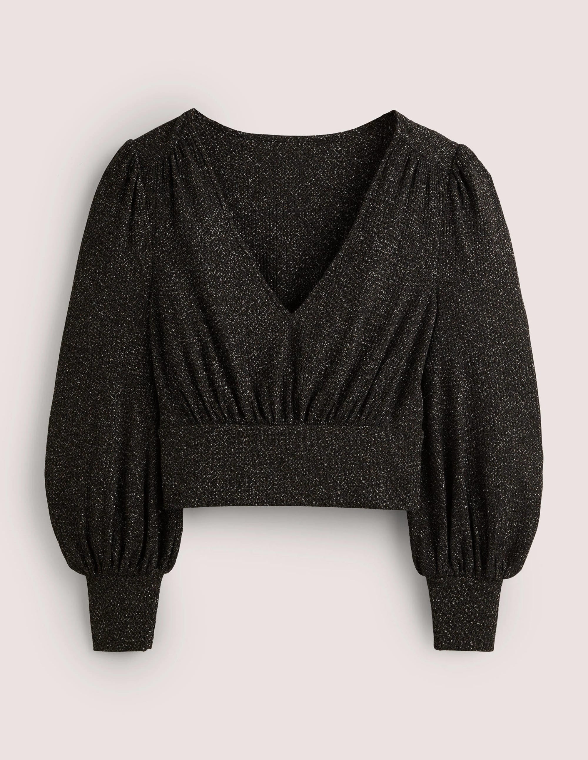 Sparkle Cropped Blouson Top-Black/Gold Sparkle - Image 5