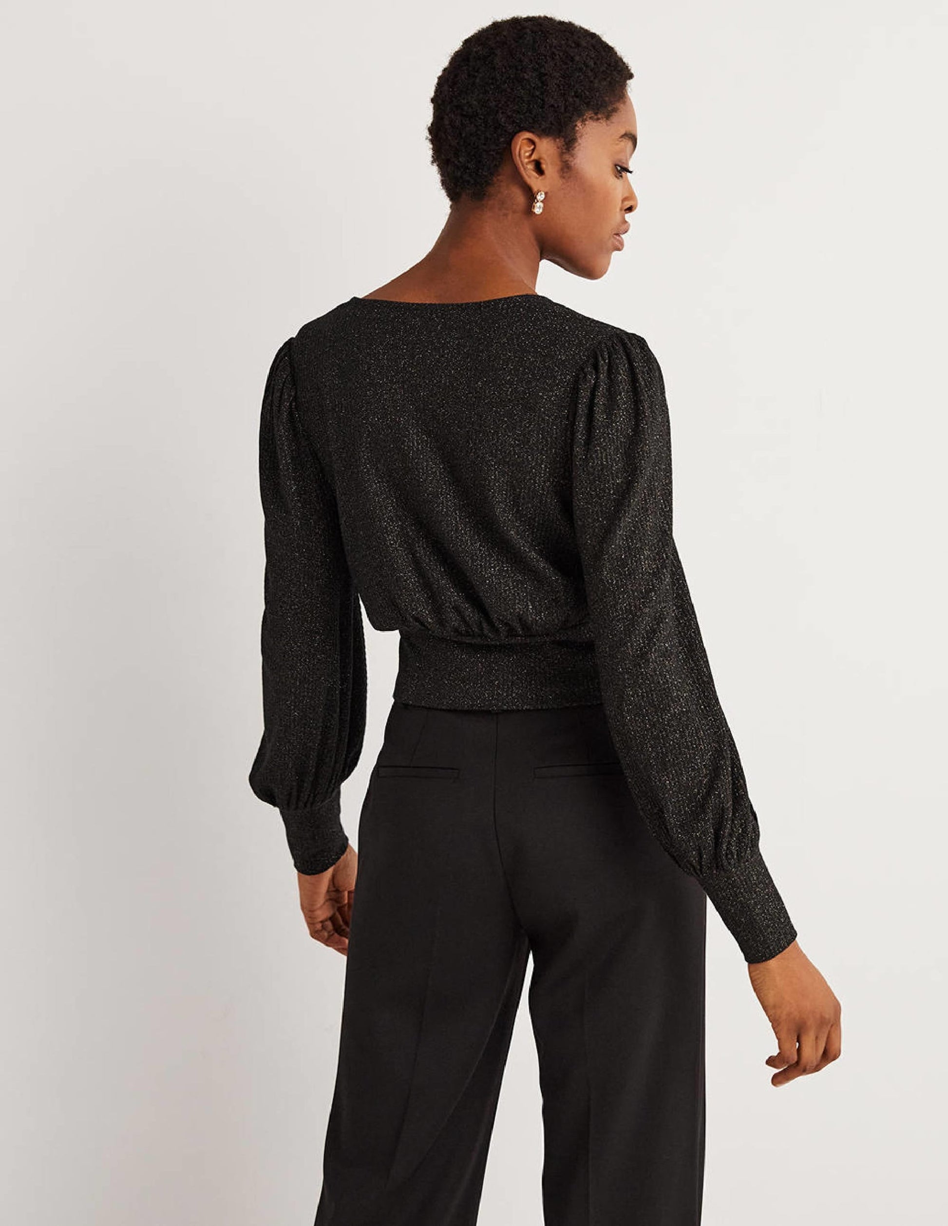 Sparkle Cropped Blouson Top-Black/Gold Sparkle-3