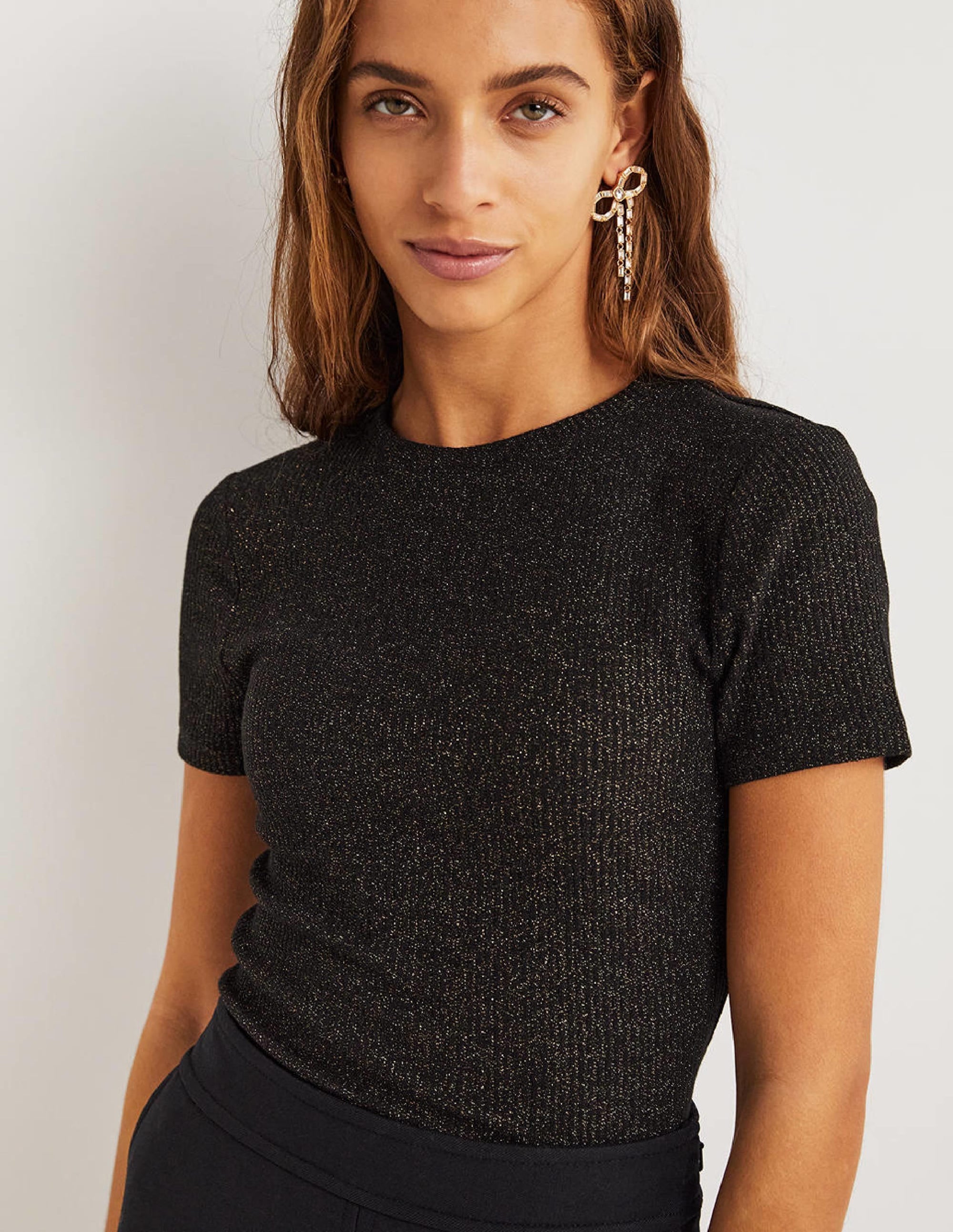 Sparkle Shrunken T-Shirt-Black/Gold Sparkle - Image 4