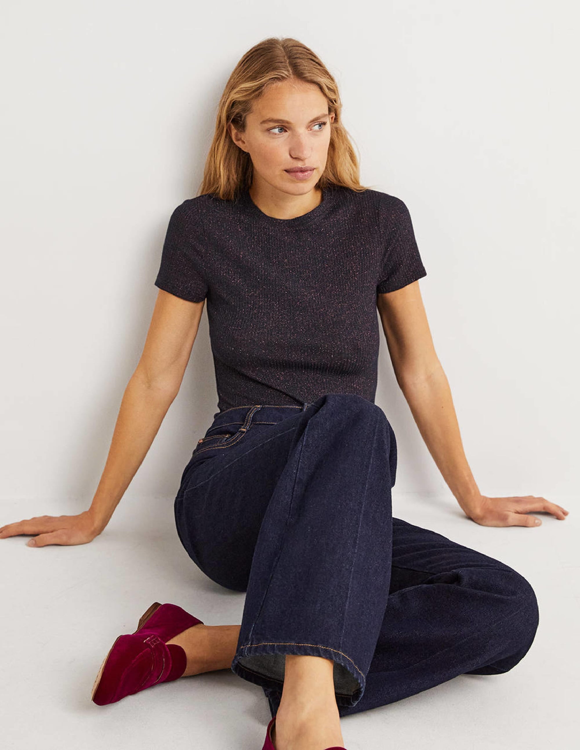 Sparkle Shrunken T-Shirt-Navy/Copper Sparkle - Image 4