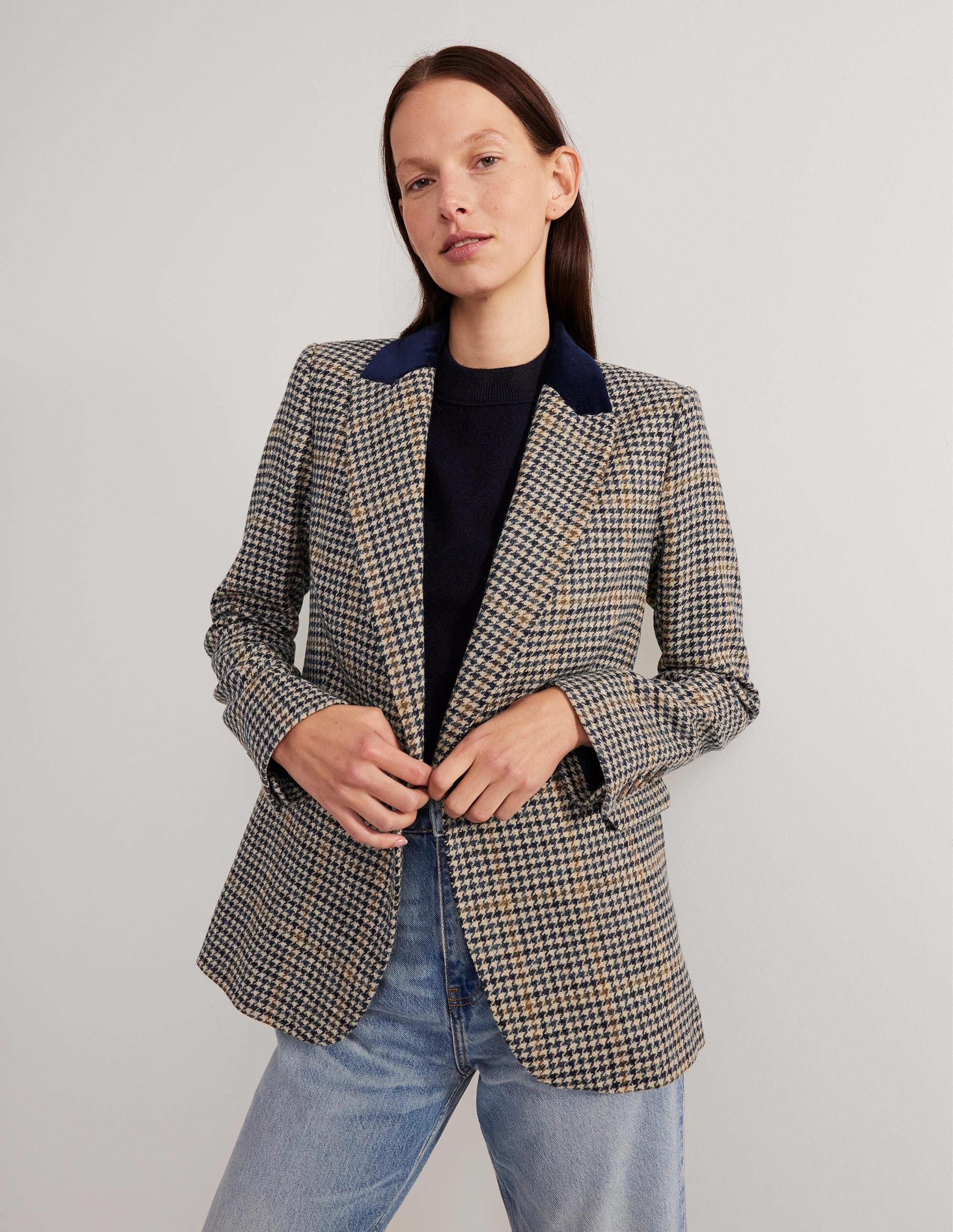 70s Tailored Blazer-Tweed with Velvet-4