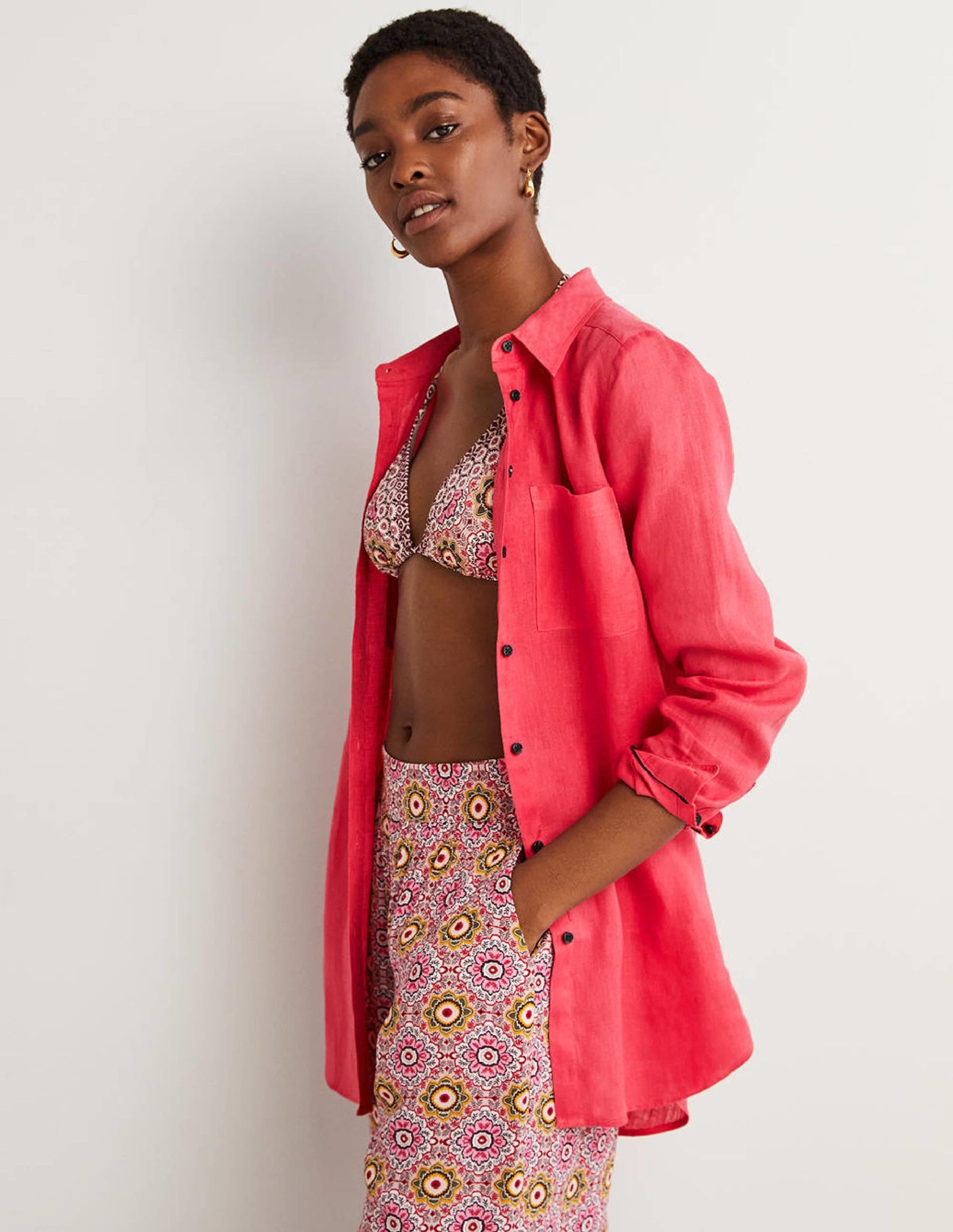 Linen Shirt-Pink Berry-1