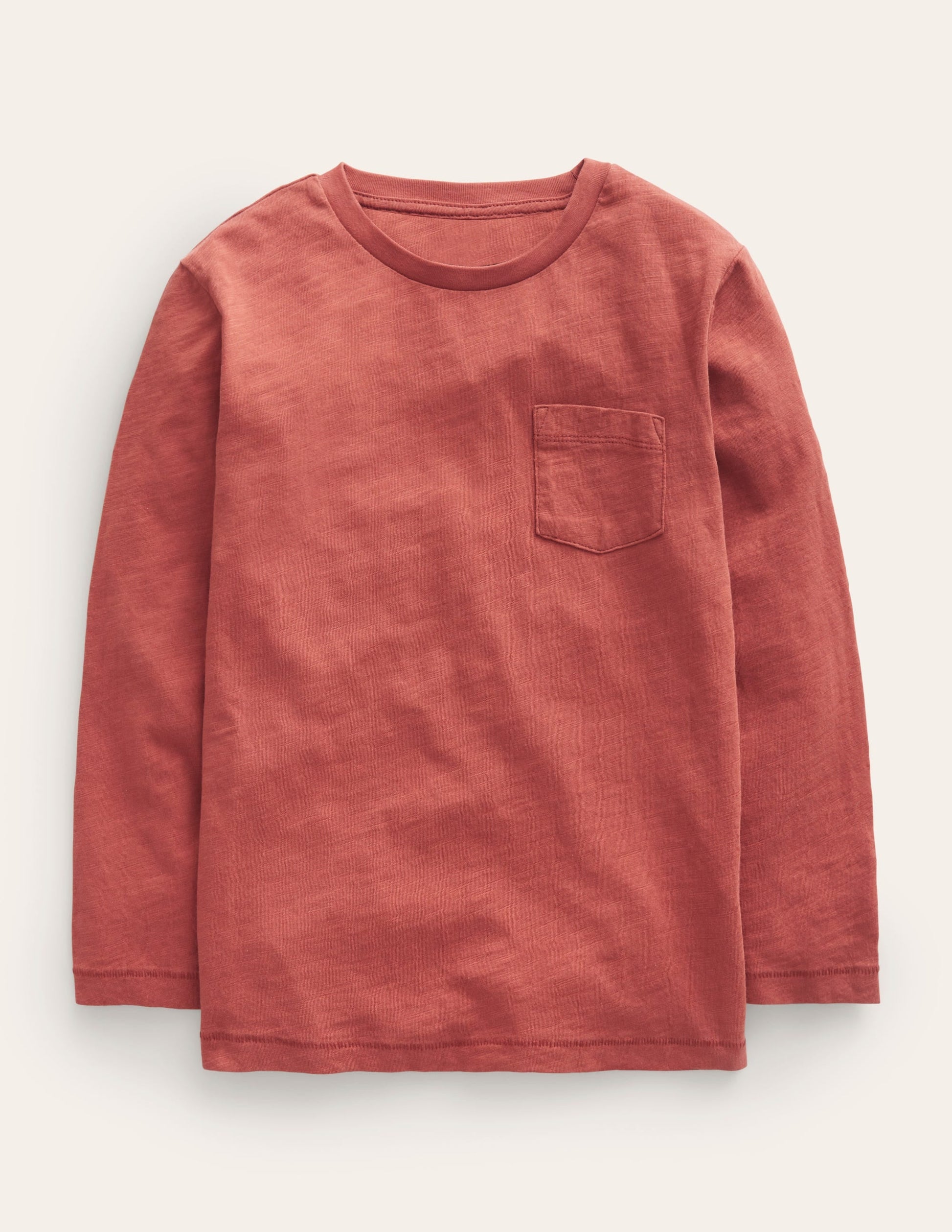 Long-sleeved Washed T-shirt-Roasted Chestnut Brown-1
