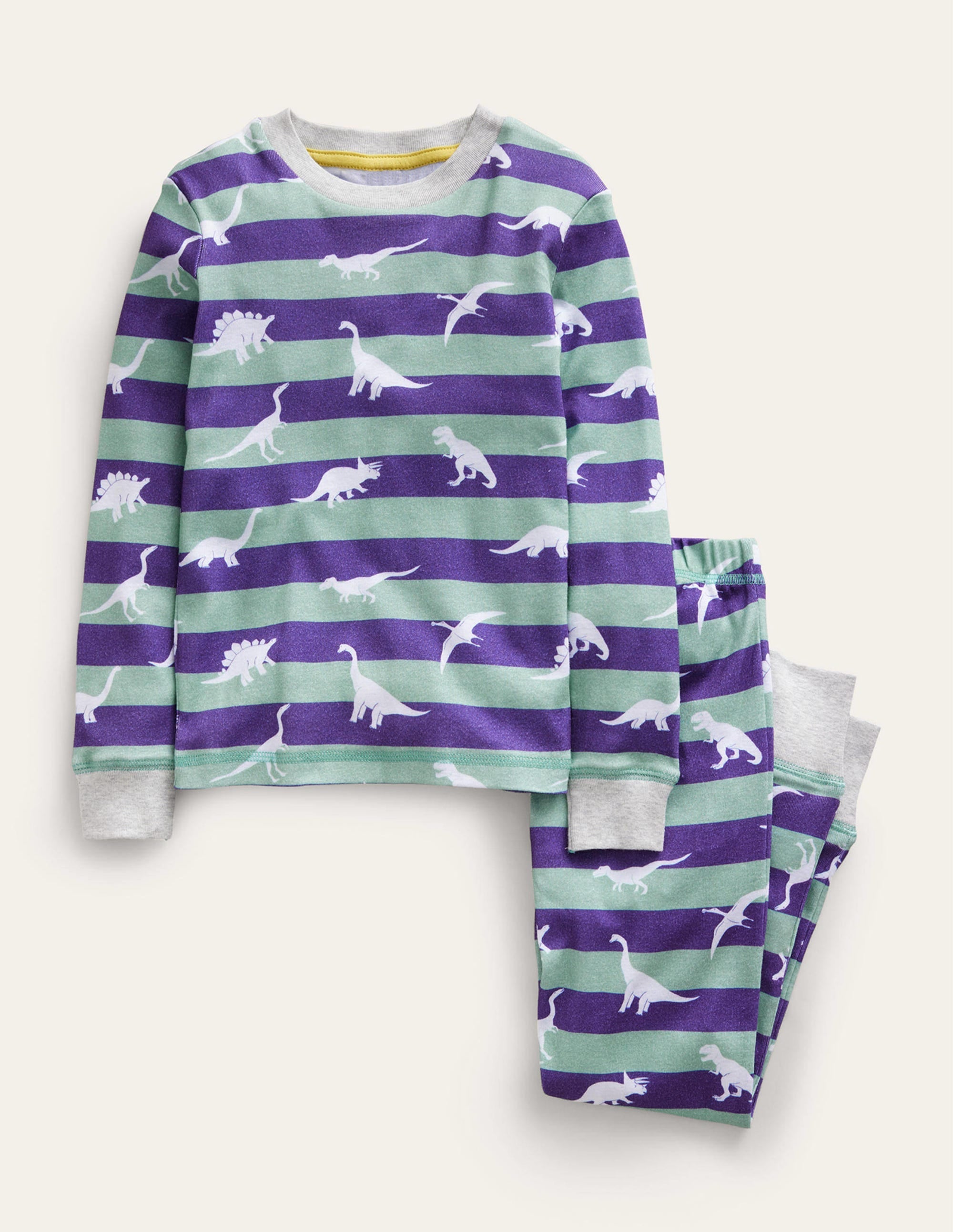 Single Glow-in-the-dark Pyjama-Green Smoke Dinosaurs - Image 1