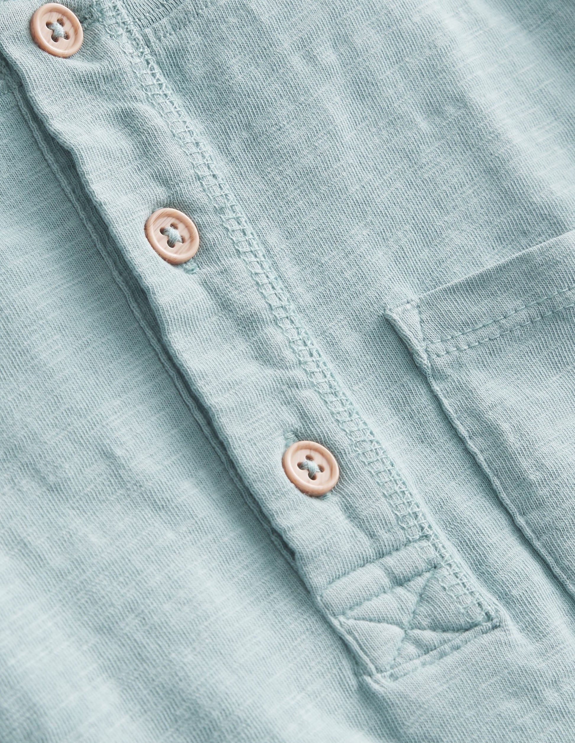 Washed Cotton Henley T-shirt-Tourmaline Blue-3