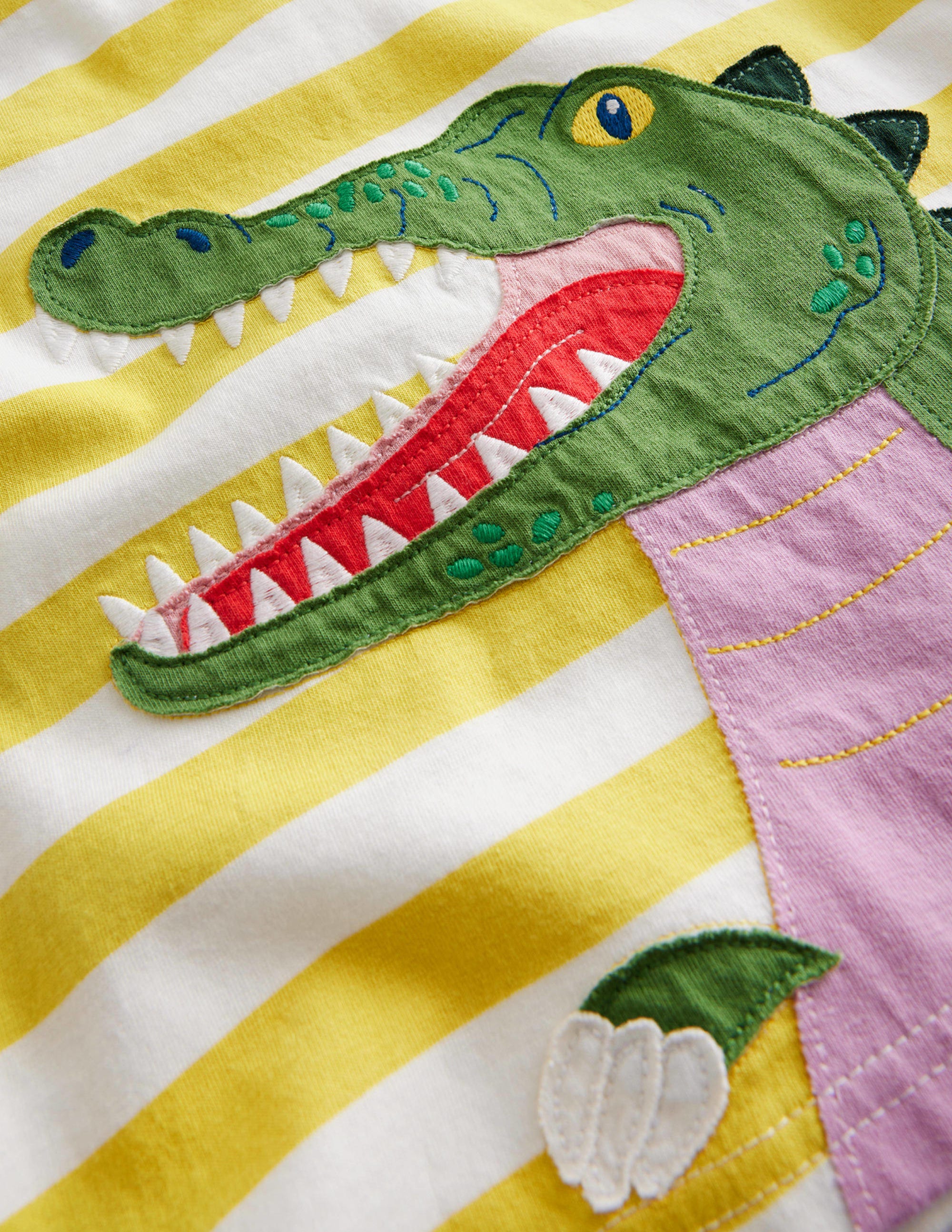 Front & Back Appliqué T-shirt-Green Crocodile - Image 3