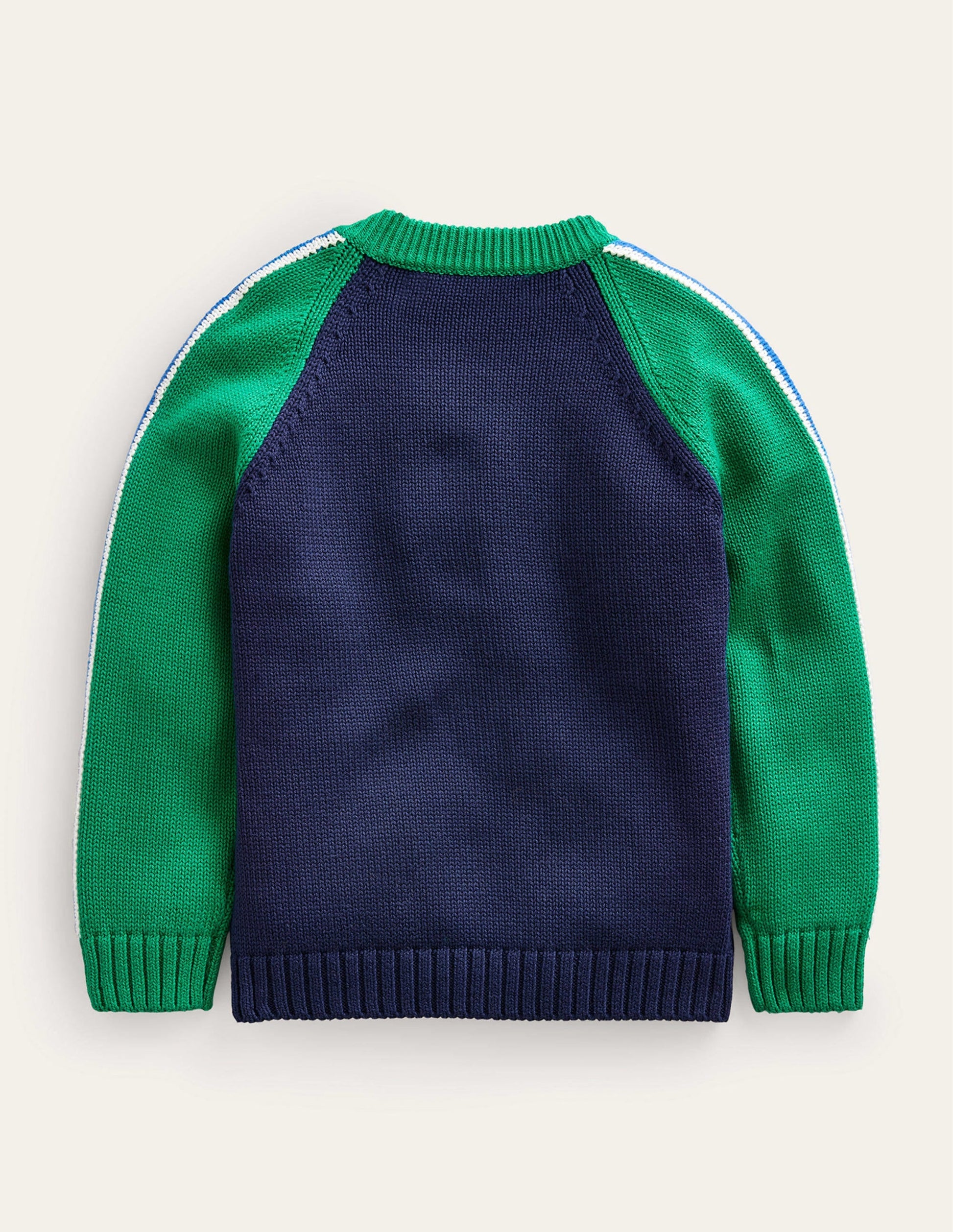 Zip Through Knitted Bomber-Deep Green/Navy-2