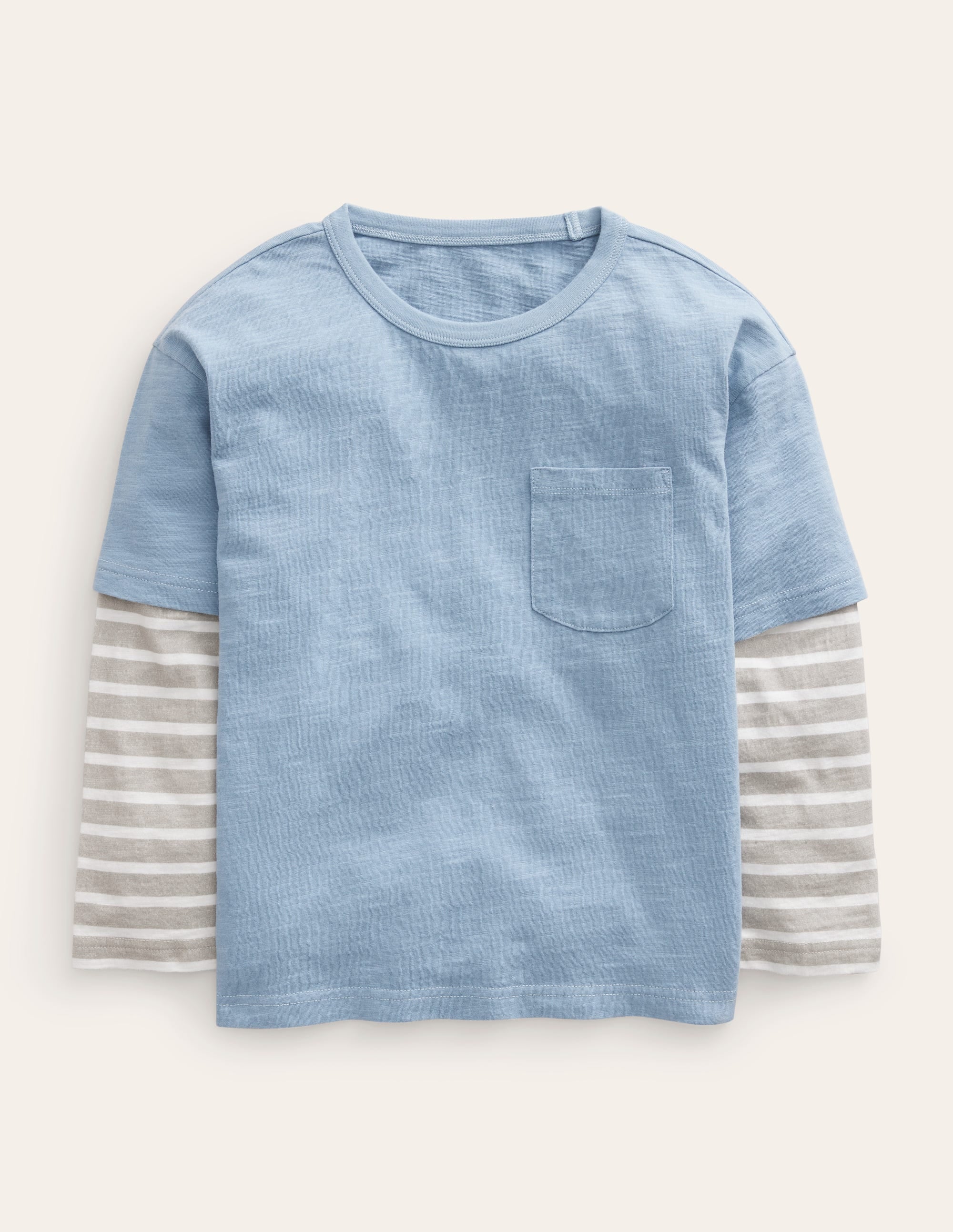 Layered Long-Sleeve T-Shirt-Pebble Blue - Image 1