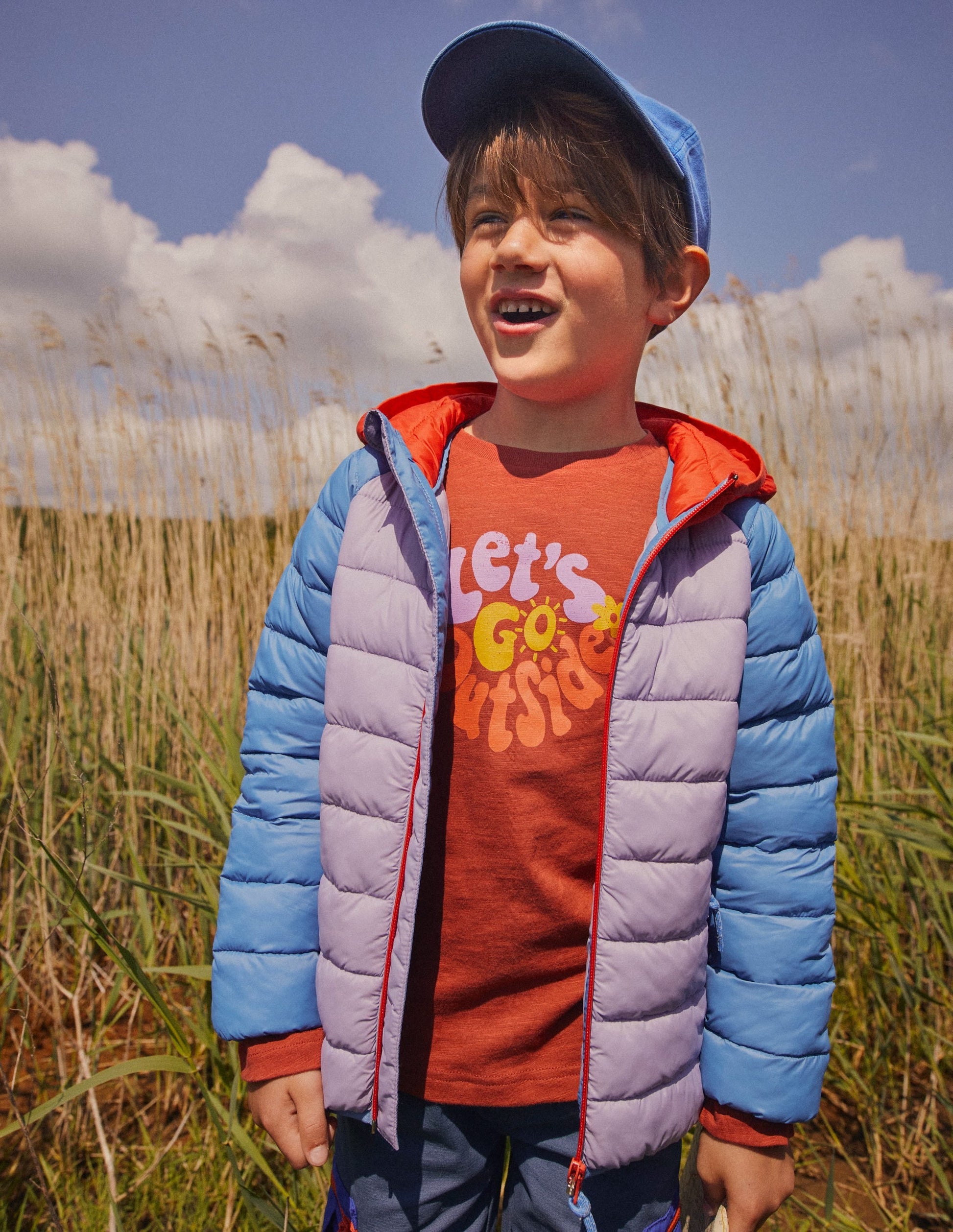 Pack-away Padded Jacket-Lilac Colourblock-3
