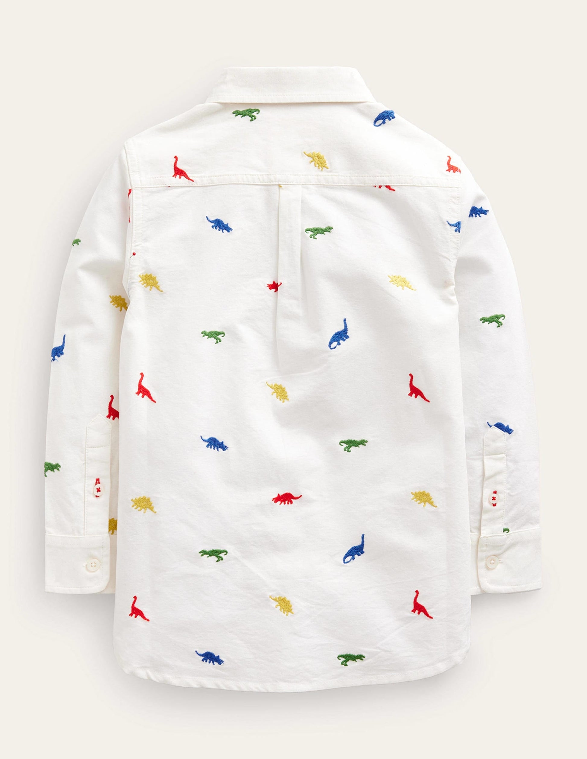 Embroidered Oxford Shirt-Ivory Dinosaur-2