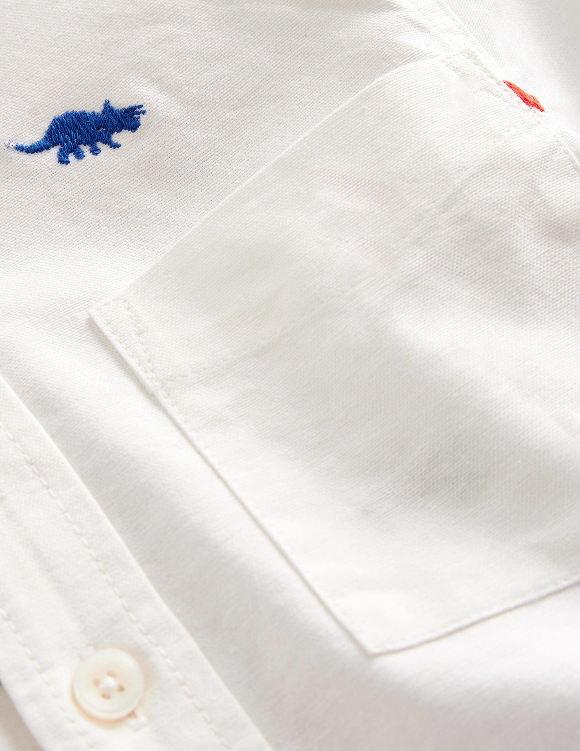 Embroidered Oxford Shirt-Ivory Dinosaur - Image 3