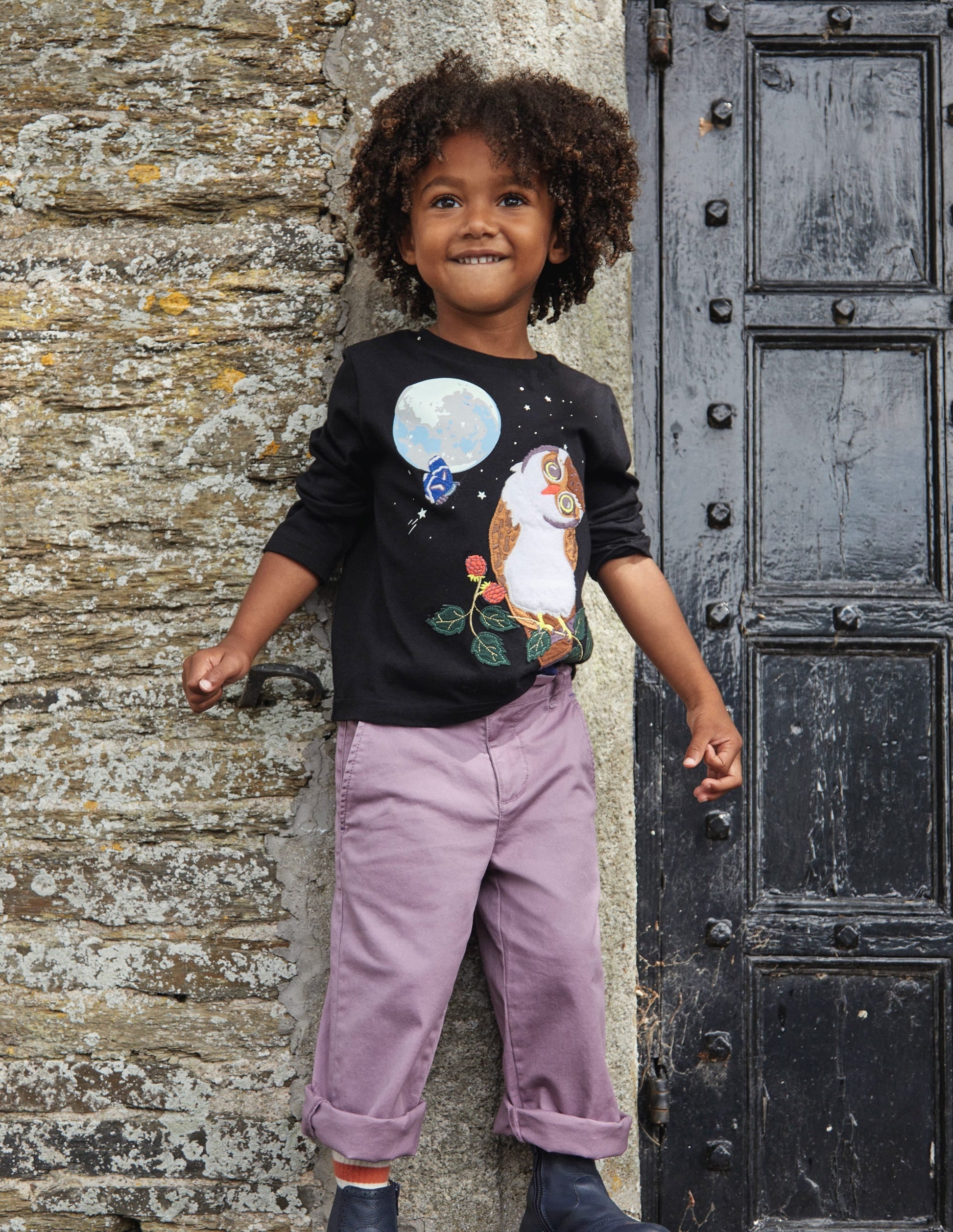 Owl Appliqué T-shirt-Castle Green Owl-4