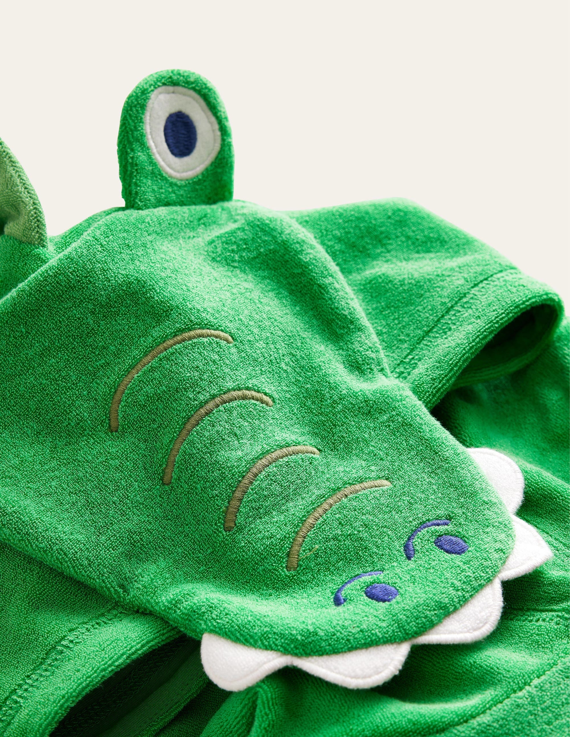 Appliqué Towelling Throw-on-Green/Ivory Crocodile - Image 3