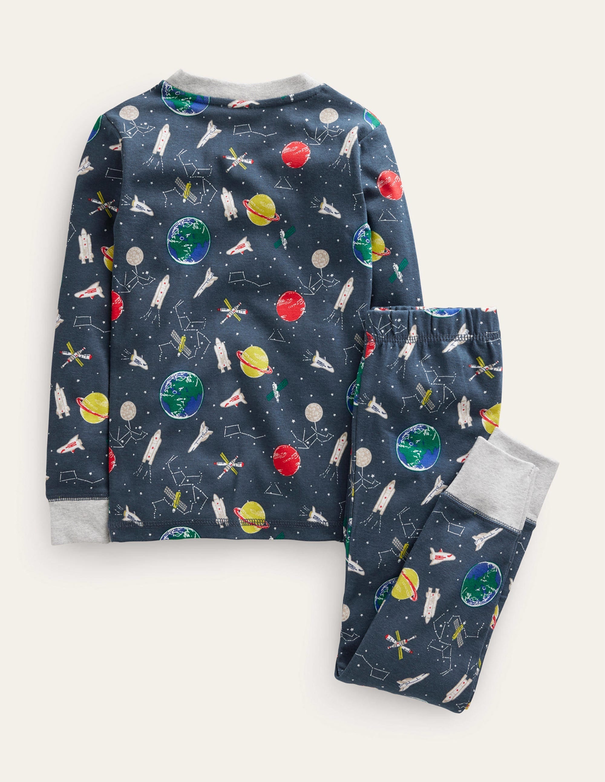 Snug Single Long John Pyjamas-Robot Blue Space - Image 2