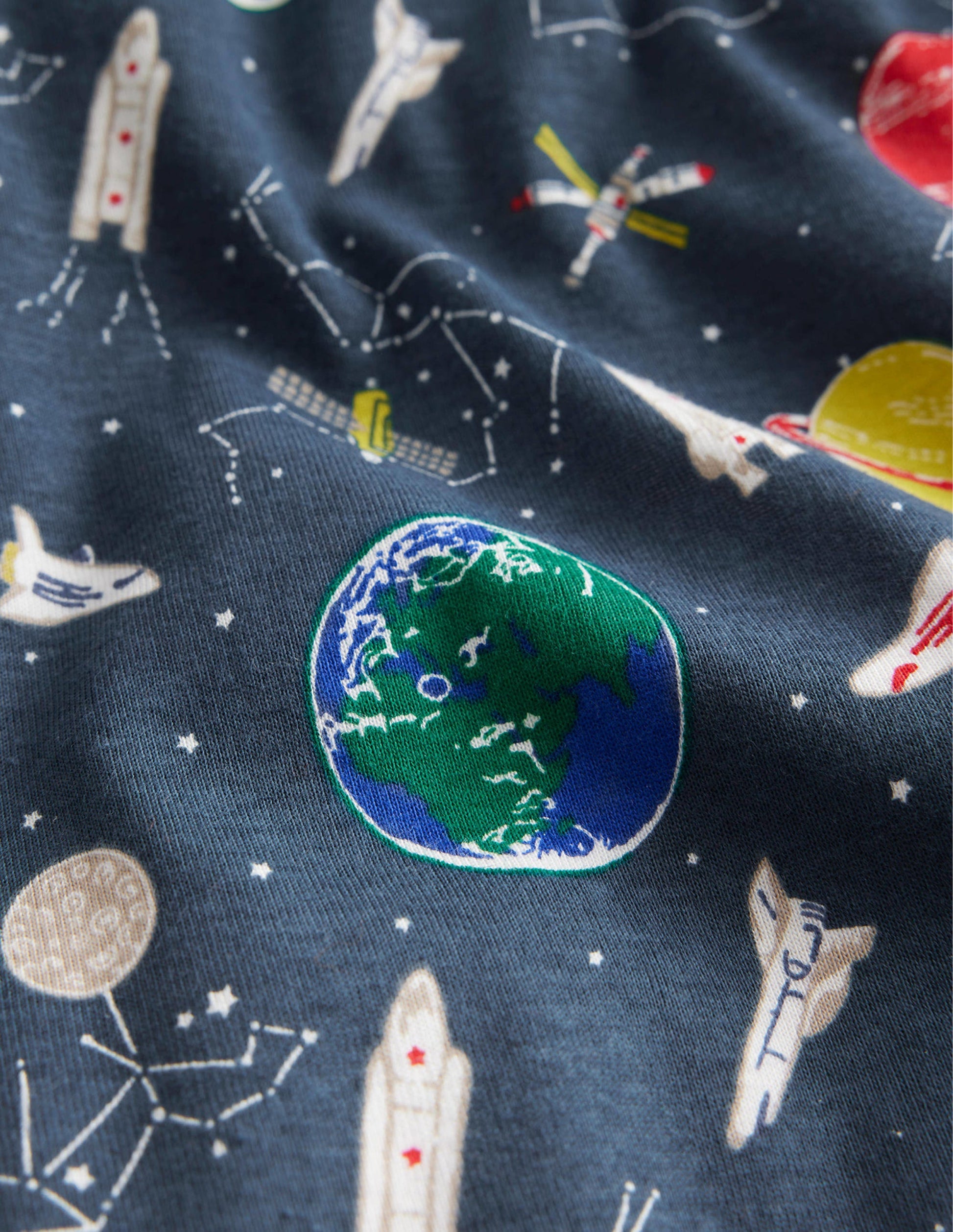 Snug Single Long John Pyjamas-Robot Blue Space-3