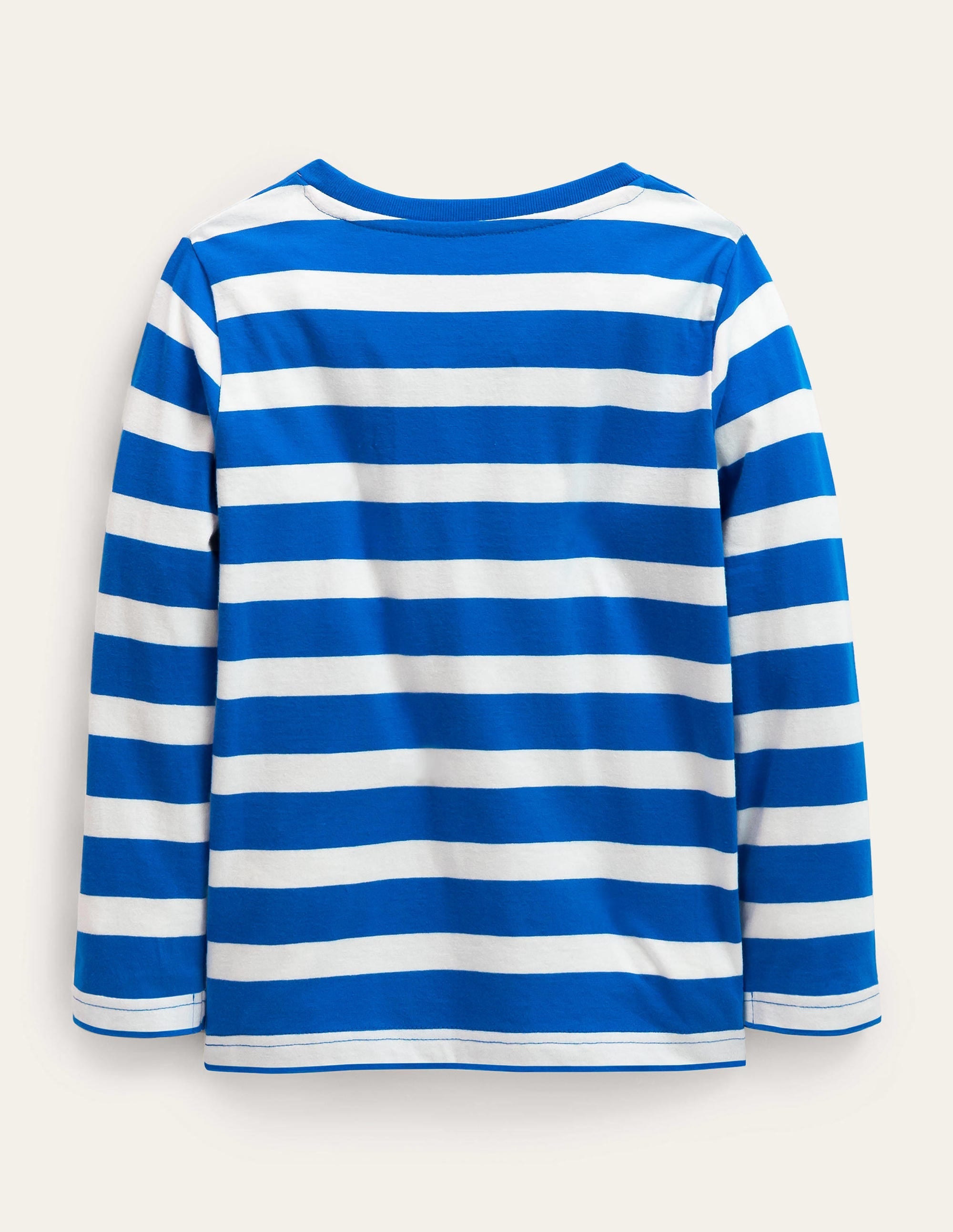 Big Appliqué Striped T-shirt-Moroccan Blue/ Ivory Rabbit - Image 2