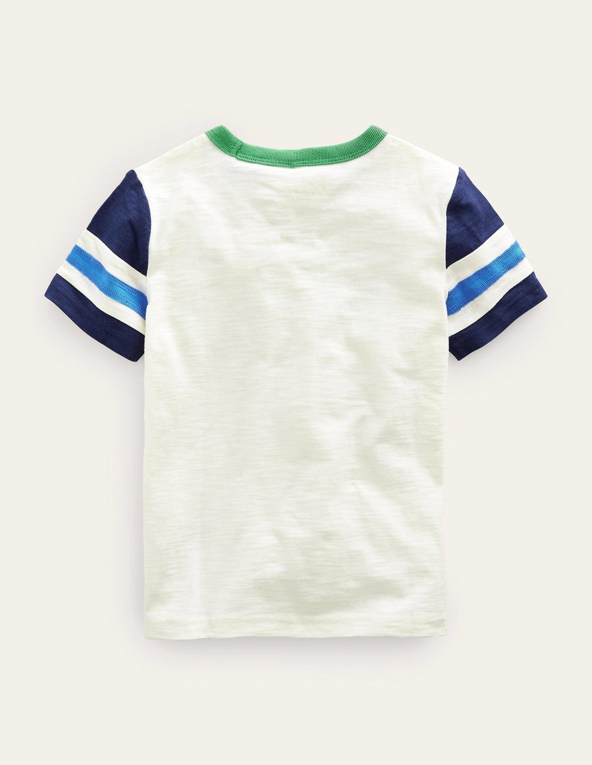 Sporty Short-Sleeve T-shirt-Ivory/College Navy-2