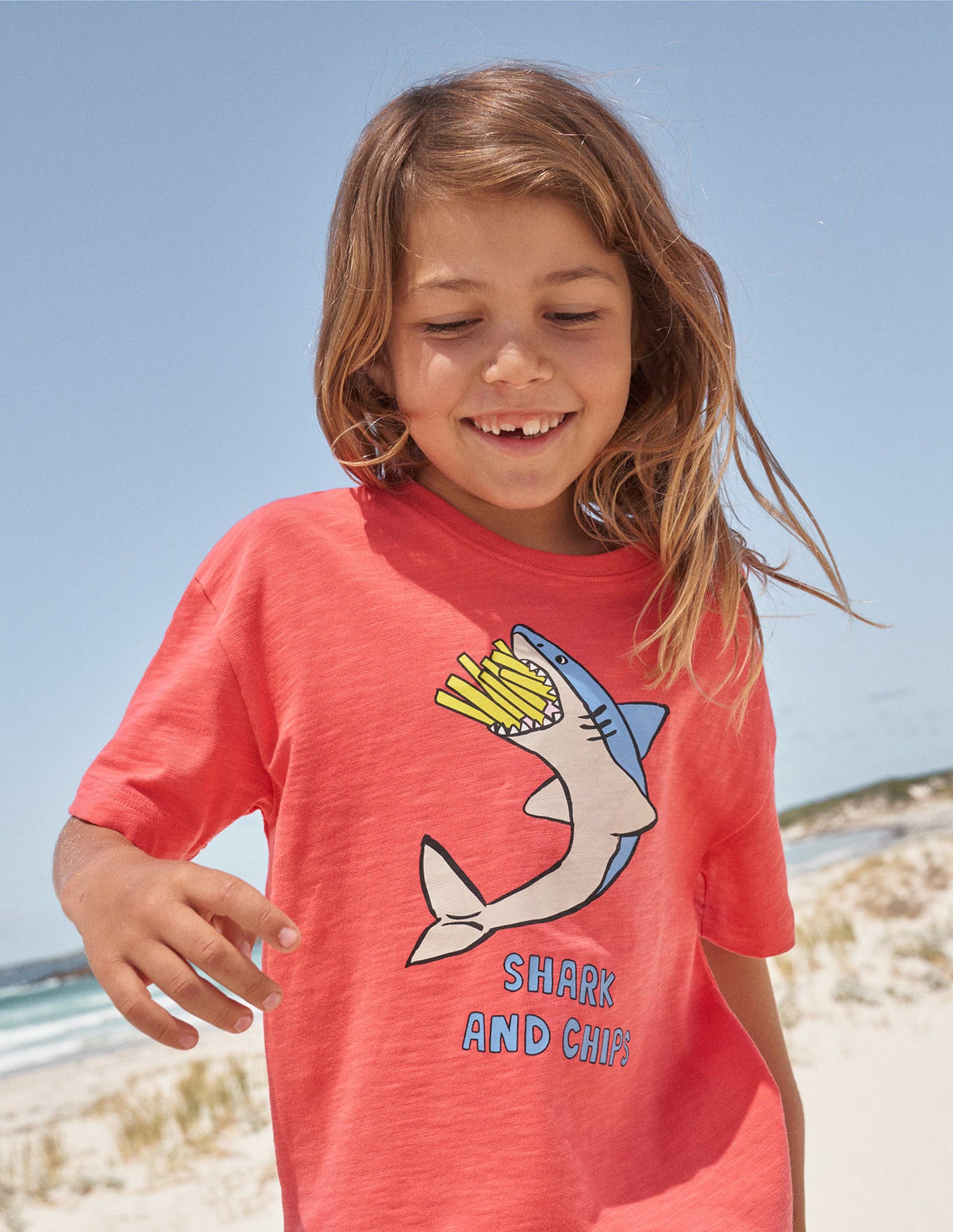 Printed Humour T-shirt-Jam Red Shark-4
