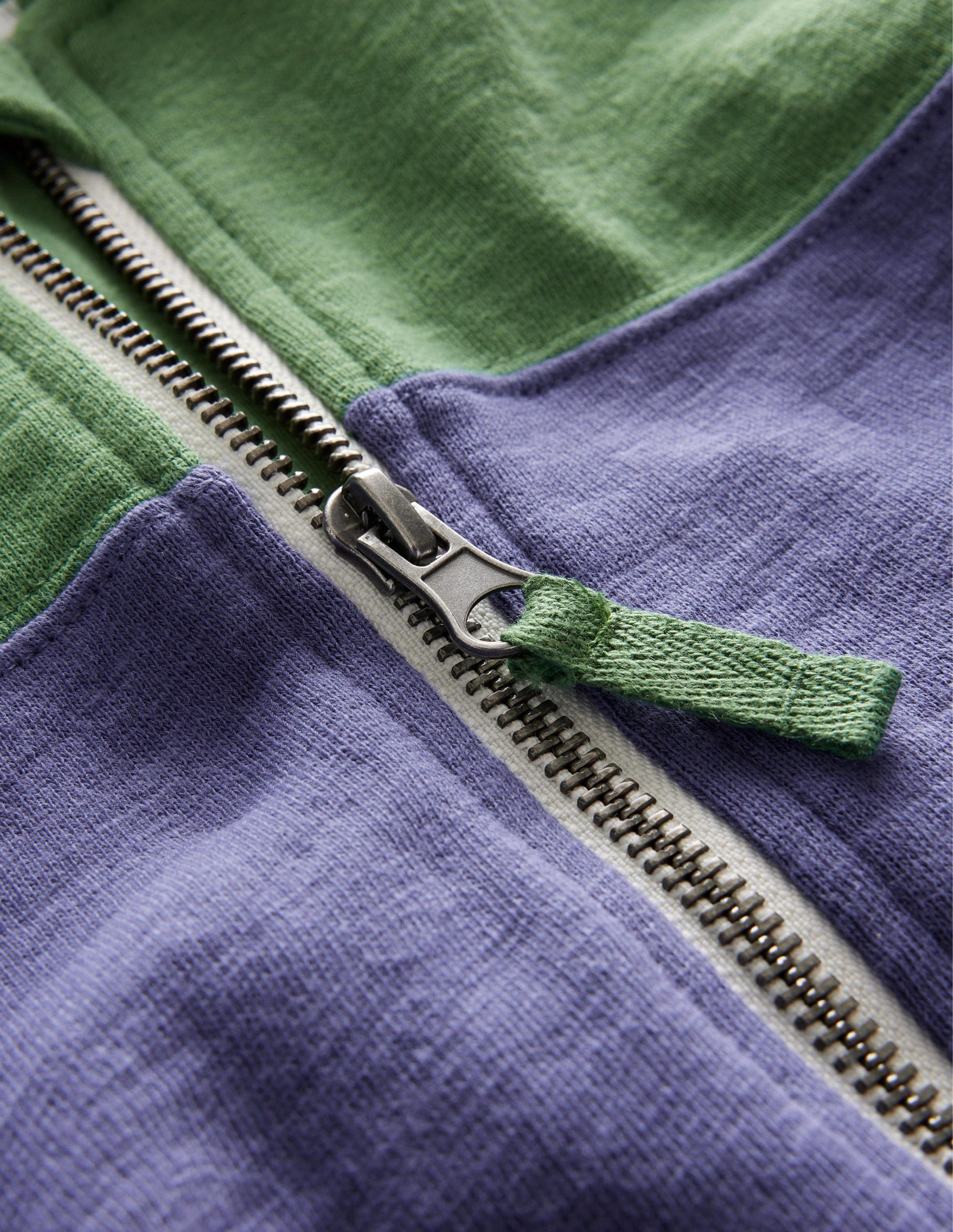 Colour Block Zip Hoodie-Soft Starboard-3