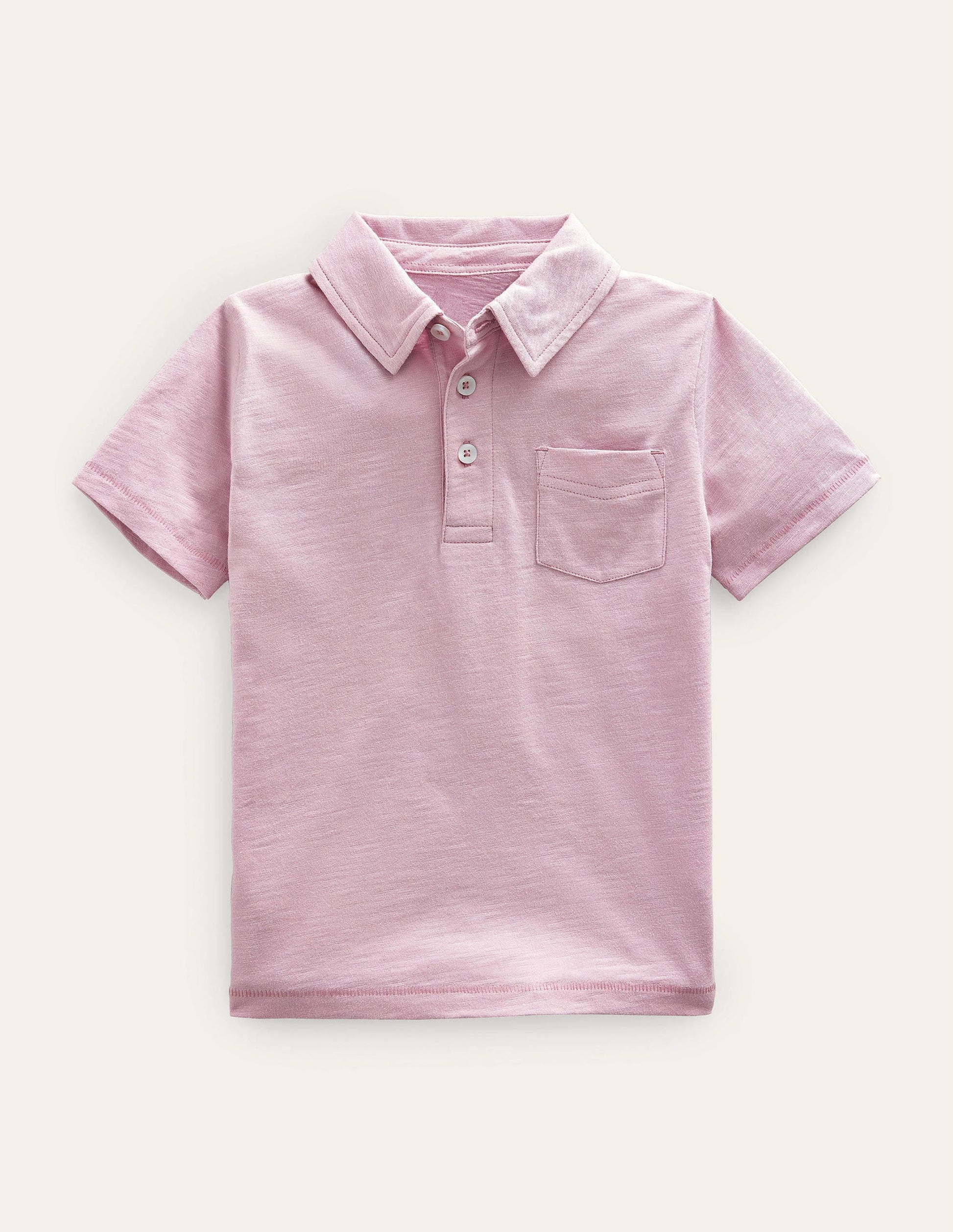 Slub Polo Shirt-Pink-1