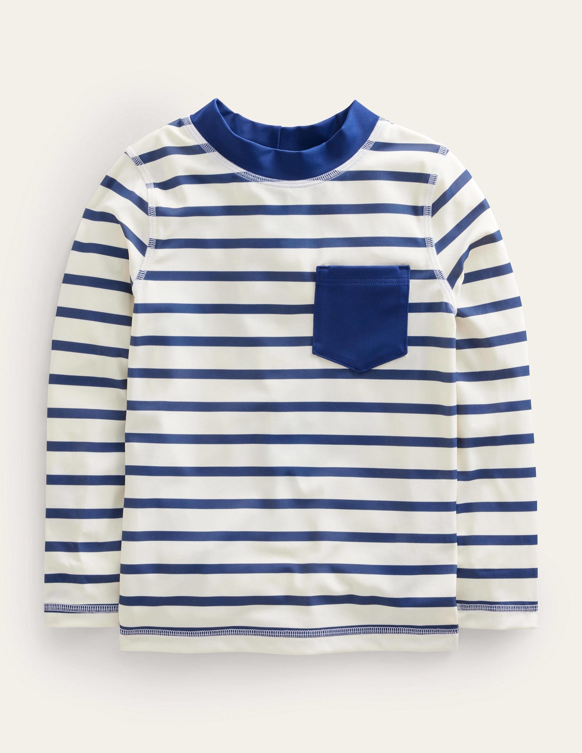 Breton Rash Vest-College Navy/ Ivory Stripe - Image 1