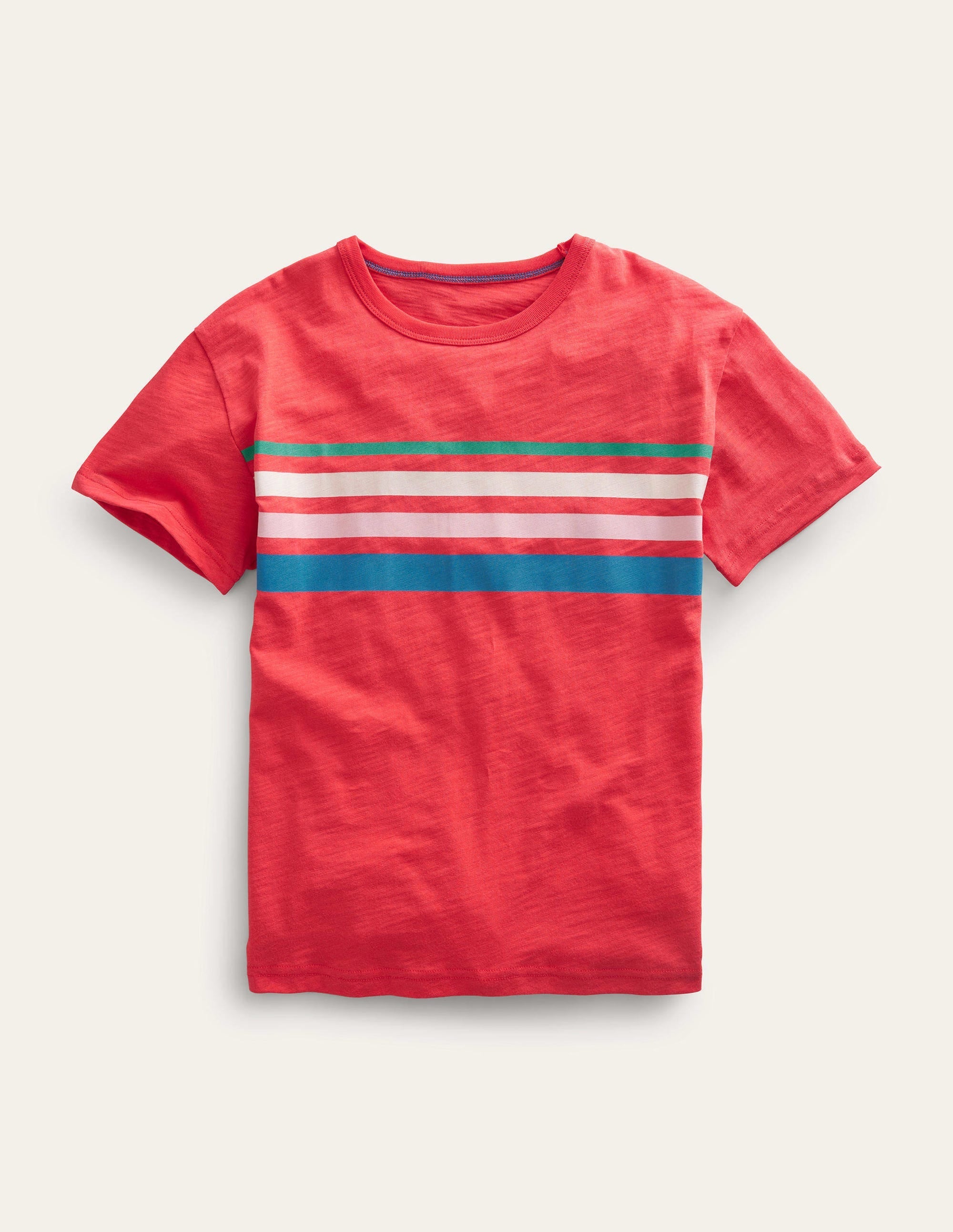 Relaxed Striped Cotton T-Shirt-Strawberry Tart Red - Image 1