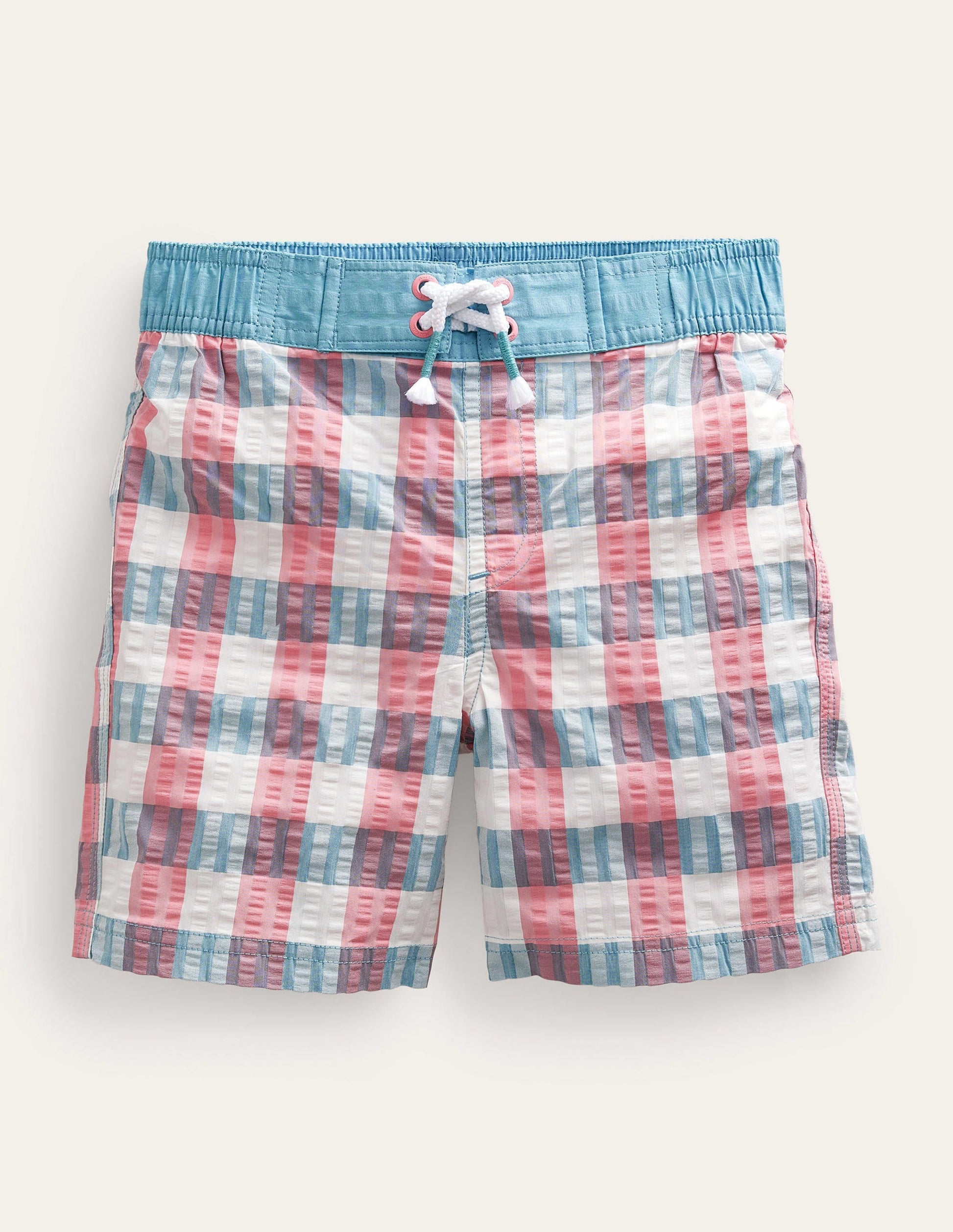 Gingham Board Shorts-Pink/Green Check-1