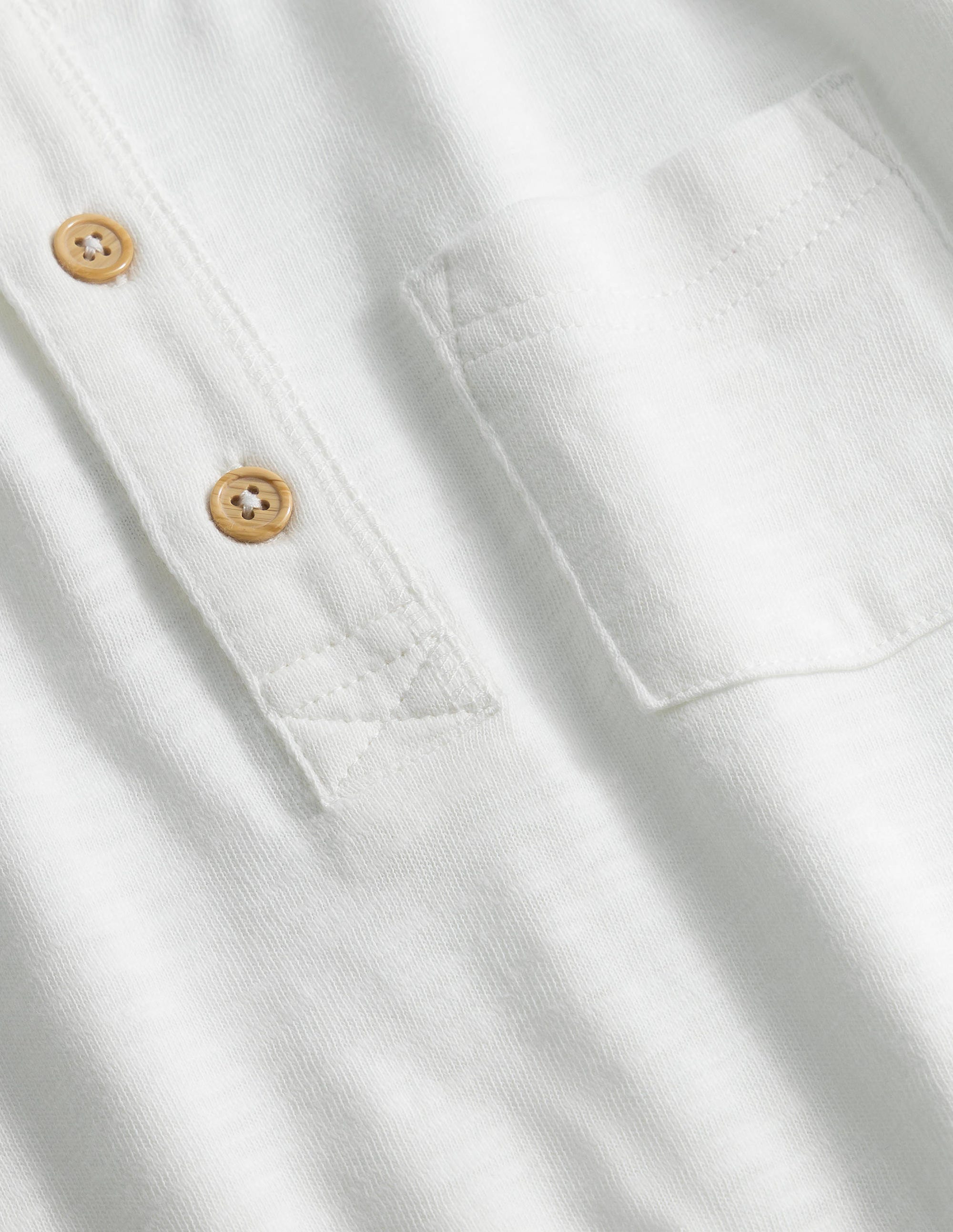 Long Sleeved Henley T-shirt-White - Image 3