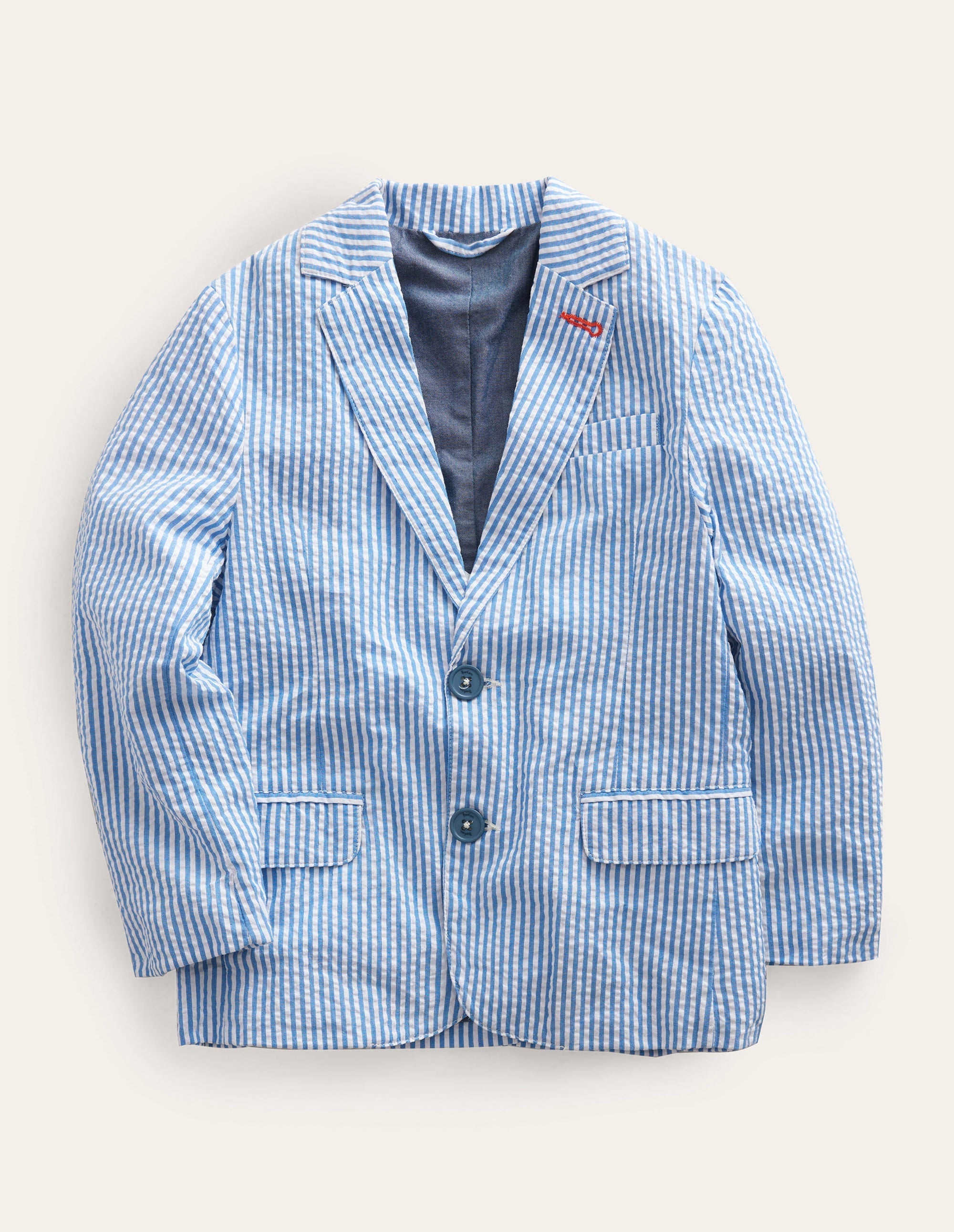 Seersucker Blazer-Vintage Blue / Ivory Stripe - Image 1