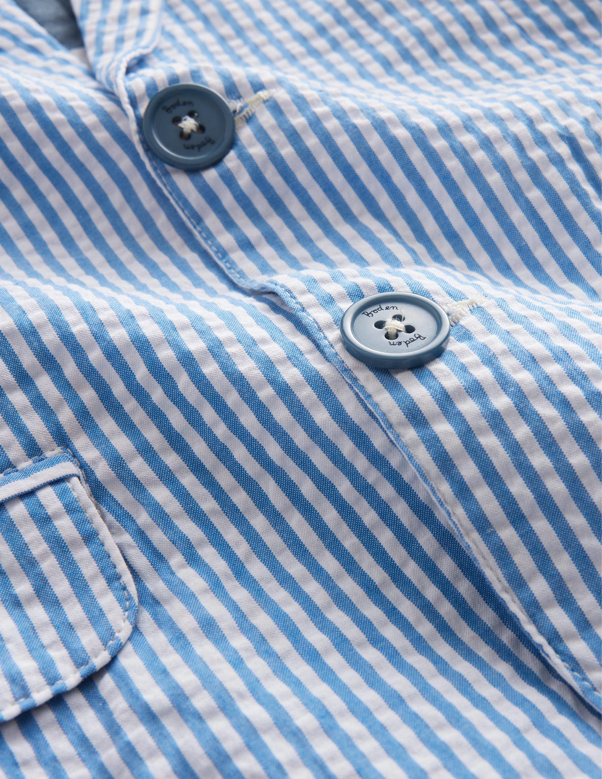 Seersucker Blazer-Vintage Blue / Ivory Stripe - Image 3