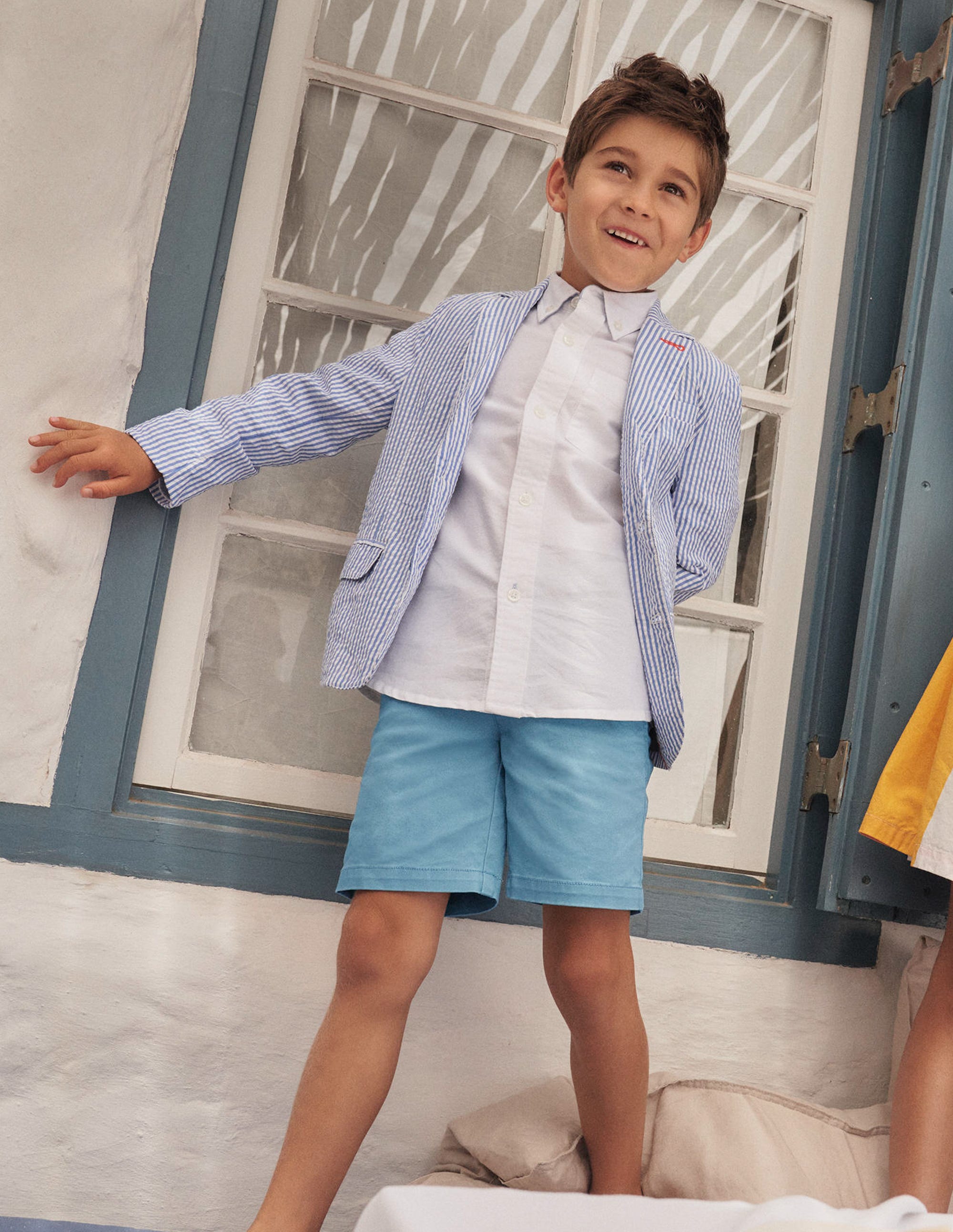 Seersucker Blazer-Vintage Blue / Ivory Stripe - Image 4