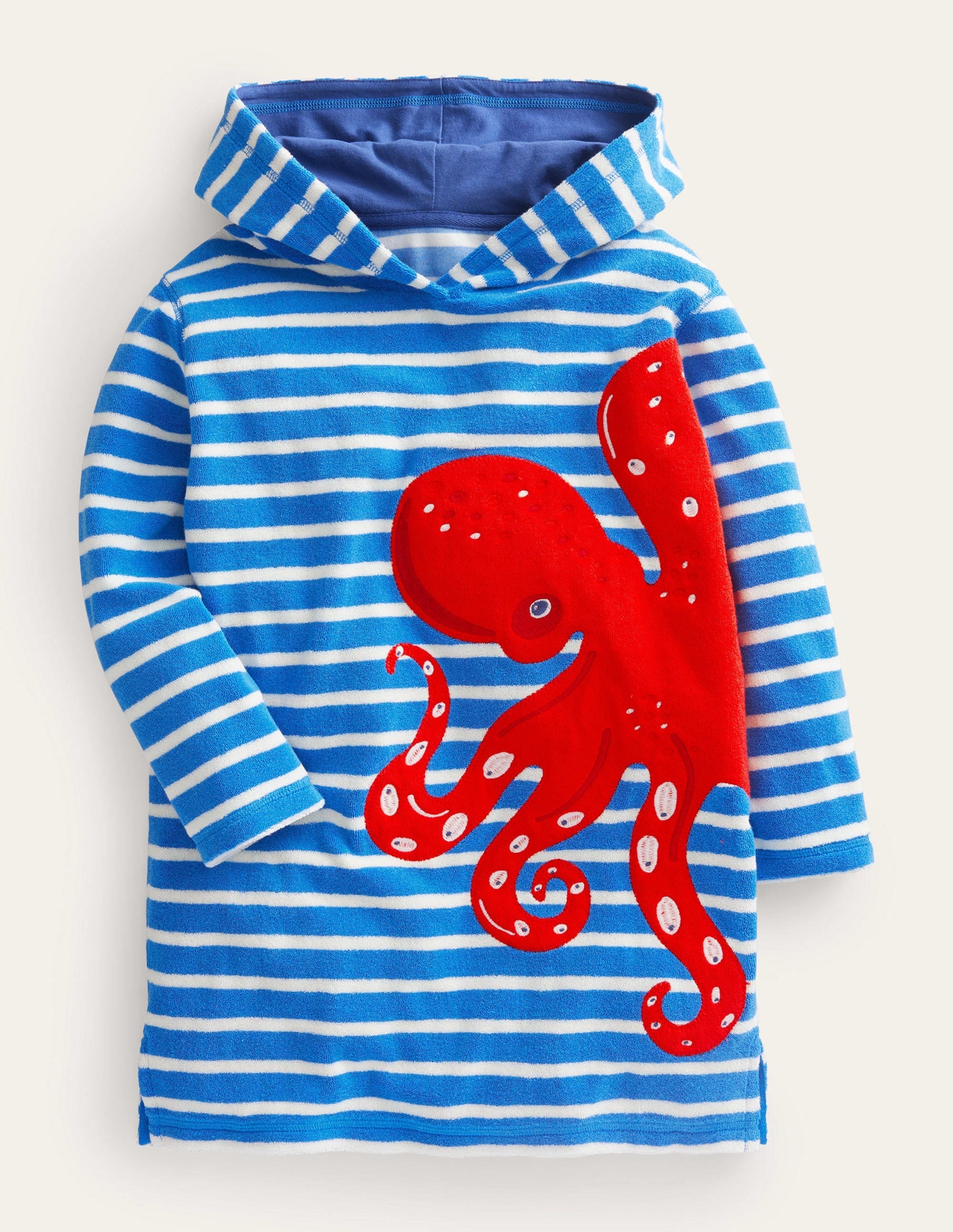 Appliqué Towelling Throw-on-Cabana Blue/Ivory Octopus - Image 1