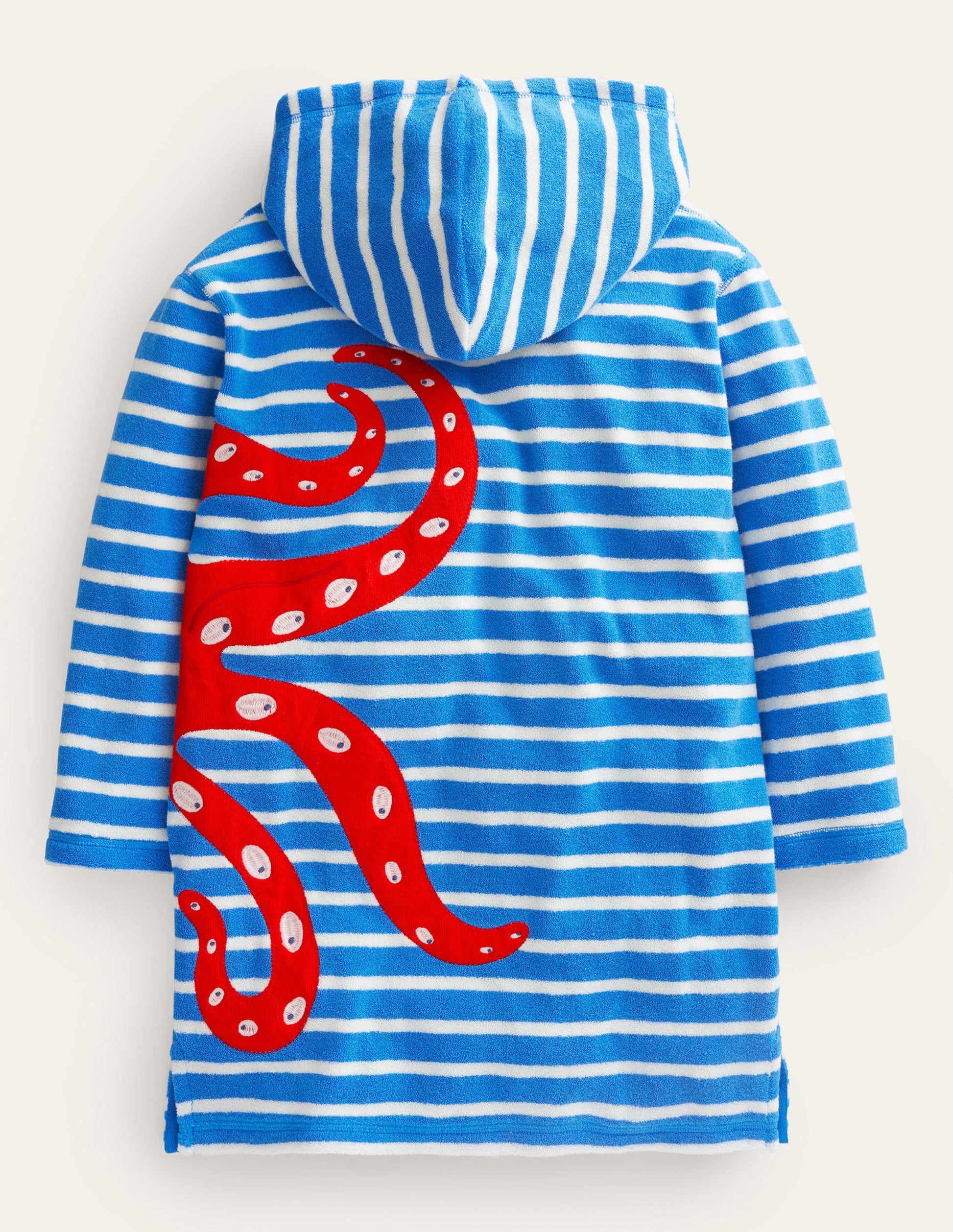 Appliqué Towelling Throw-on-Cabana Blue/Ivory Octopus-2