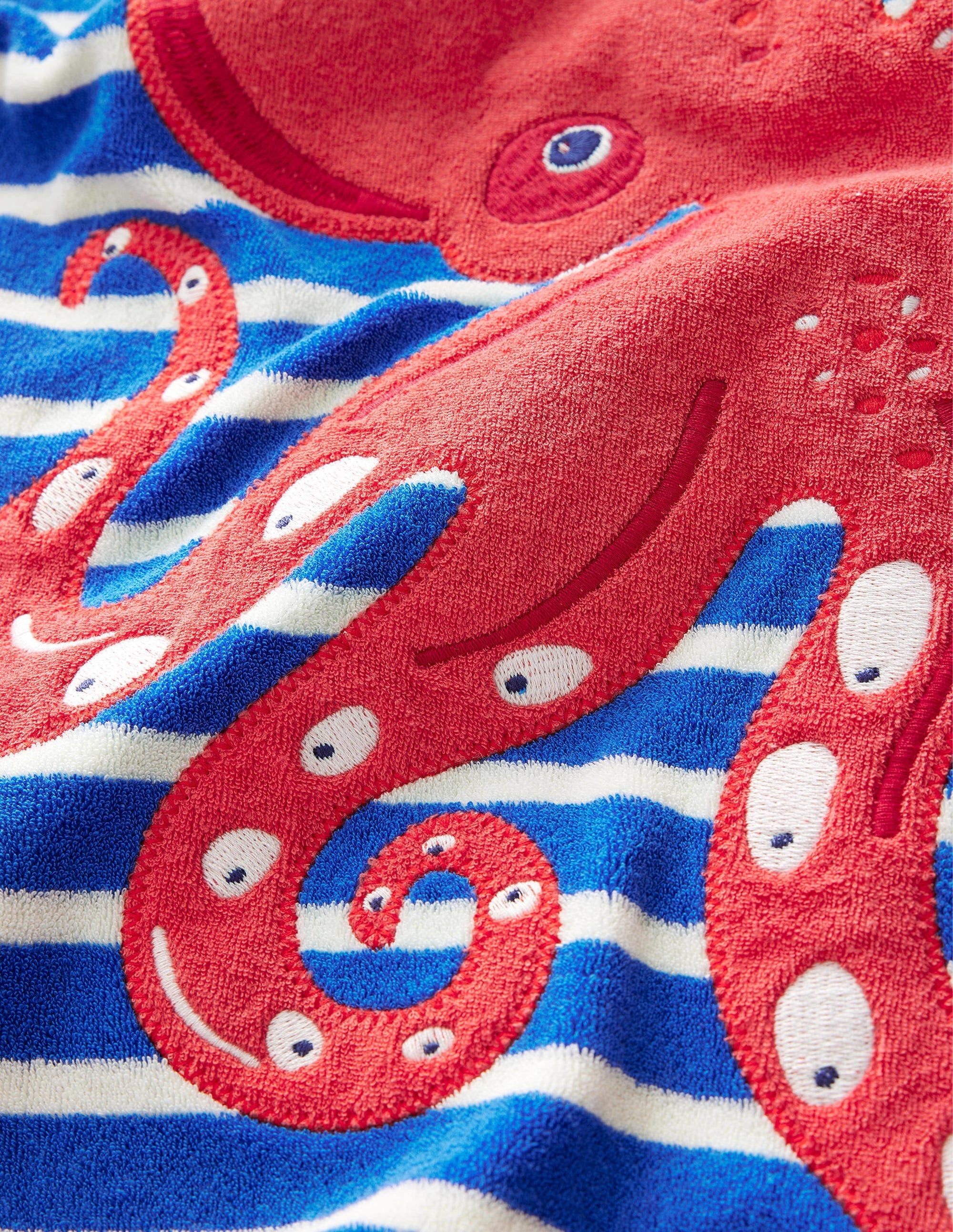 Appliqué Towelling Throw-on-Cabana Blue/Ivory Octopus - Image 3