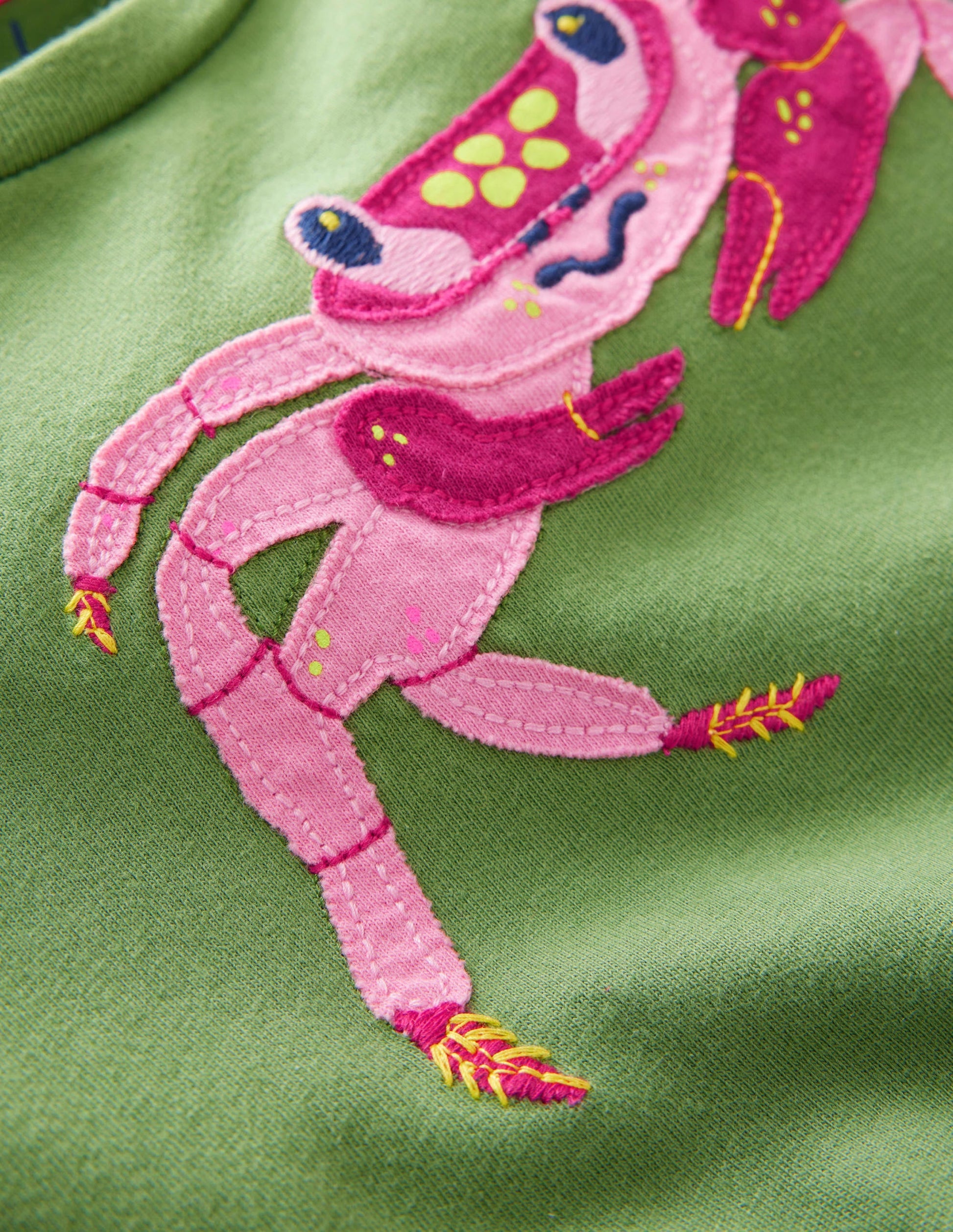 Appliqué Textured T-shirt-Safari Green Crabs-3