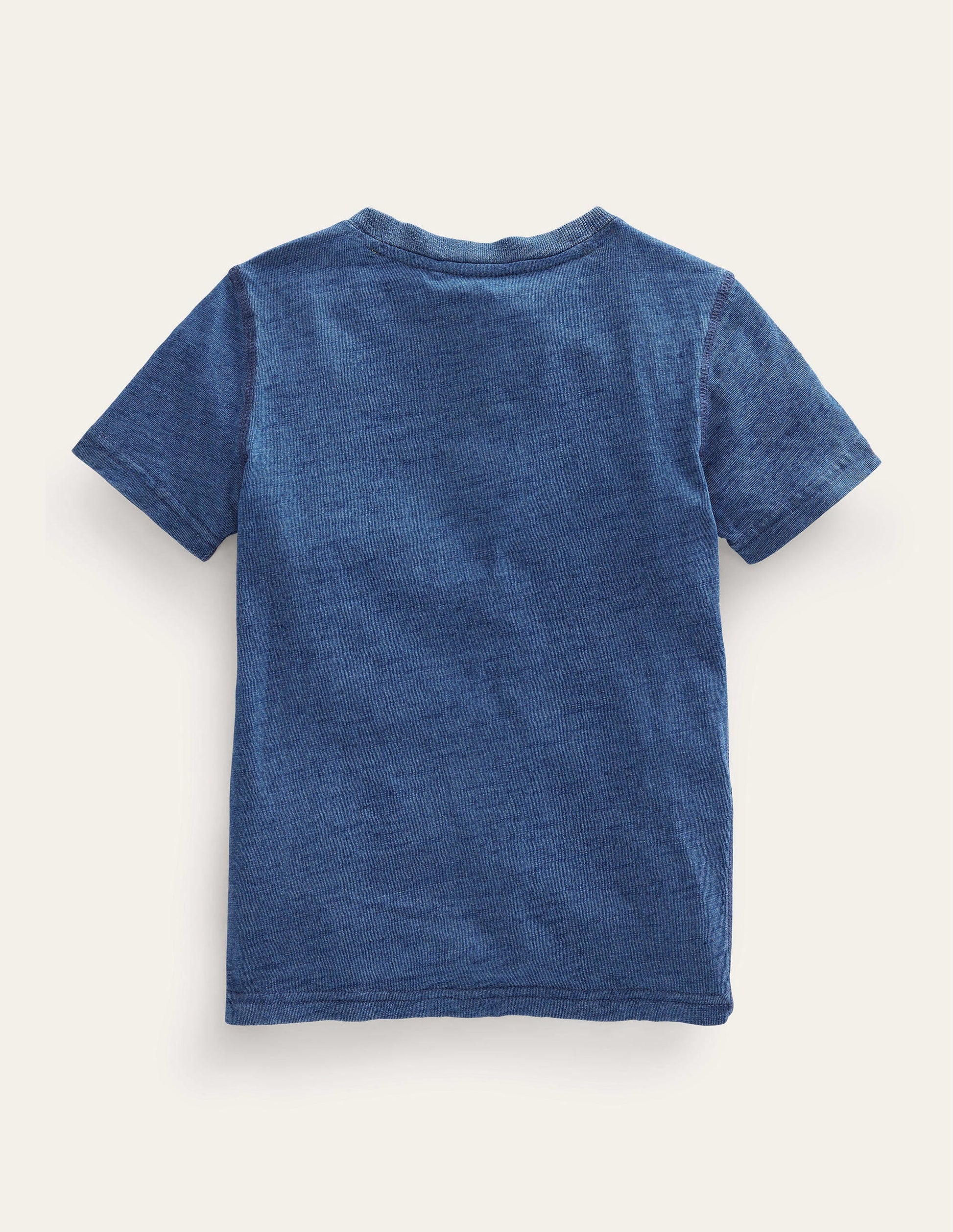 Washed Cotton Henley T-shirt-Indigo Blue-2